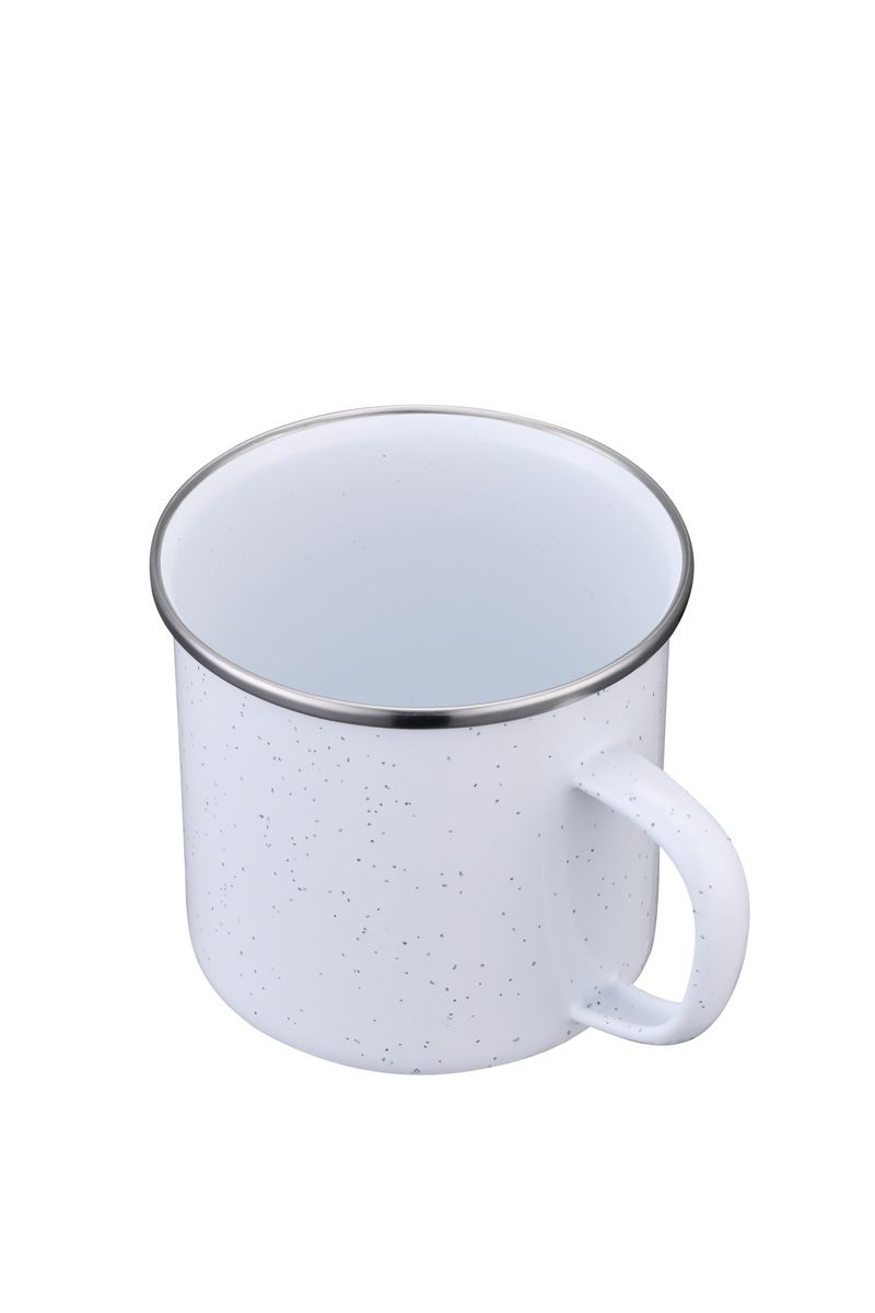 Endura 16 oz White Enamel Mug with SS Rim 4