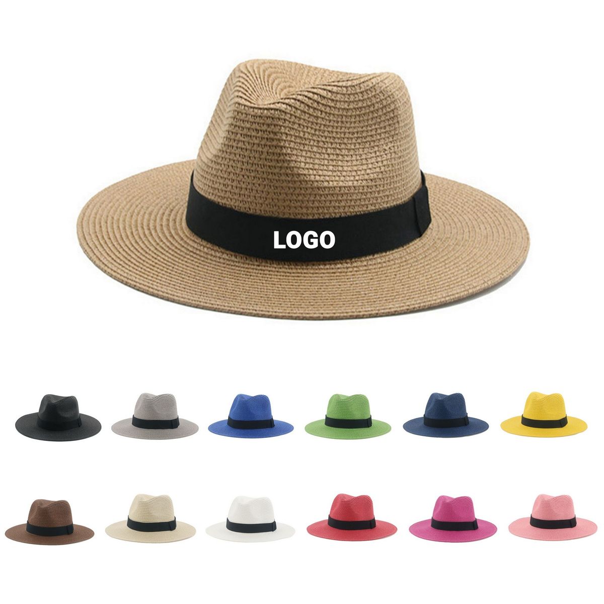 Custom Unisex Travel Straw Panama Hat Summer Wide Brim Straw Hat 4