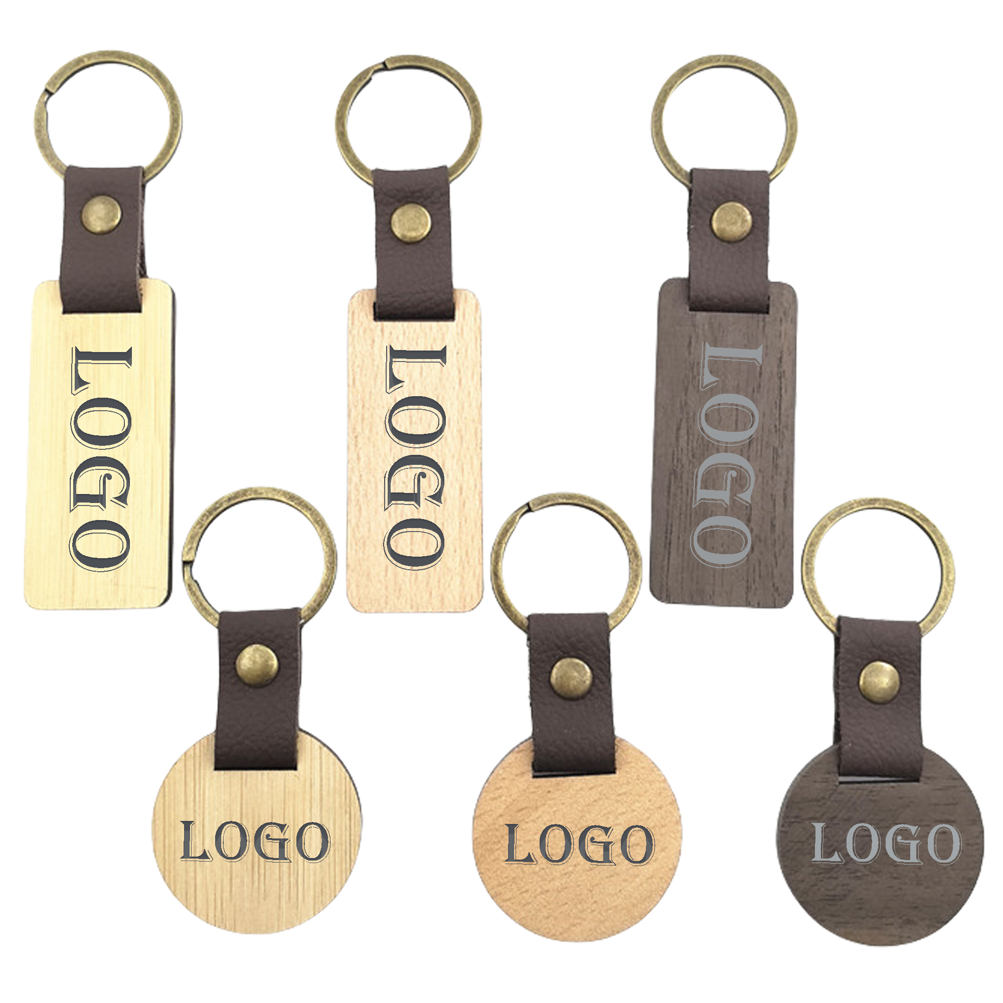 Round Rectangle Wood Keychain