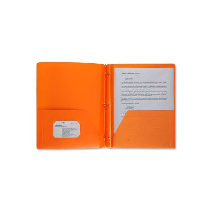2 Pocket Poly Folders - 3 Prong Orange 2