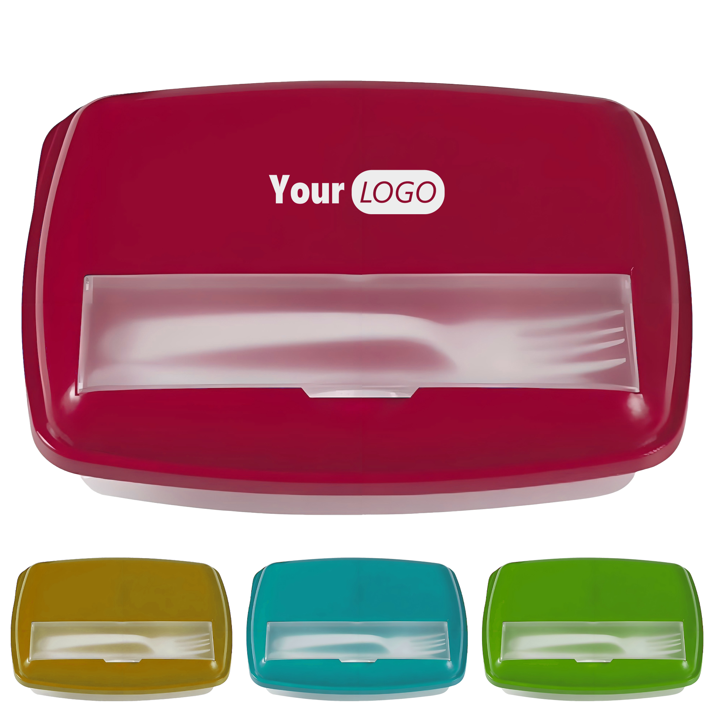 Plastic Compact Lunch Box With Utensil Storage