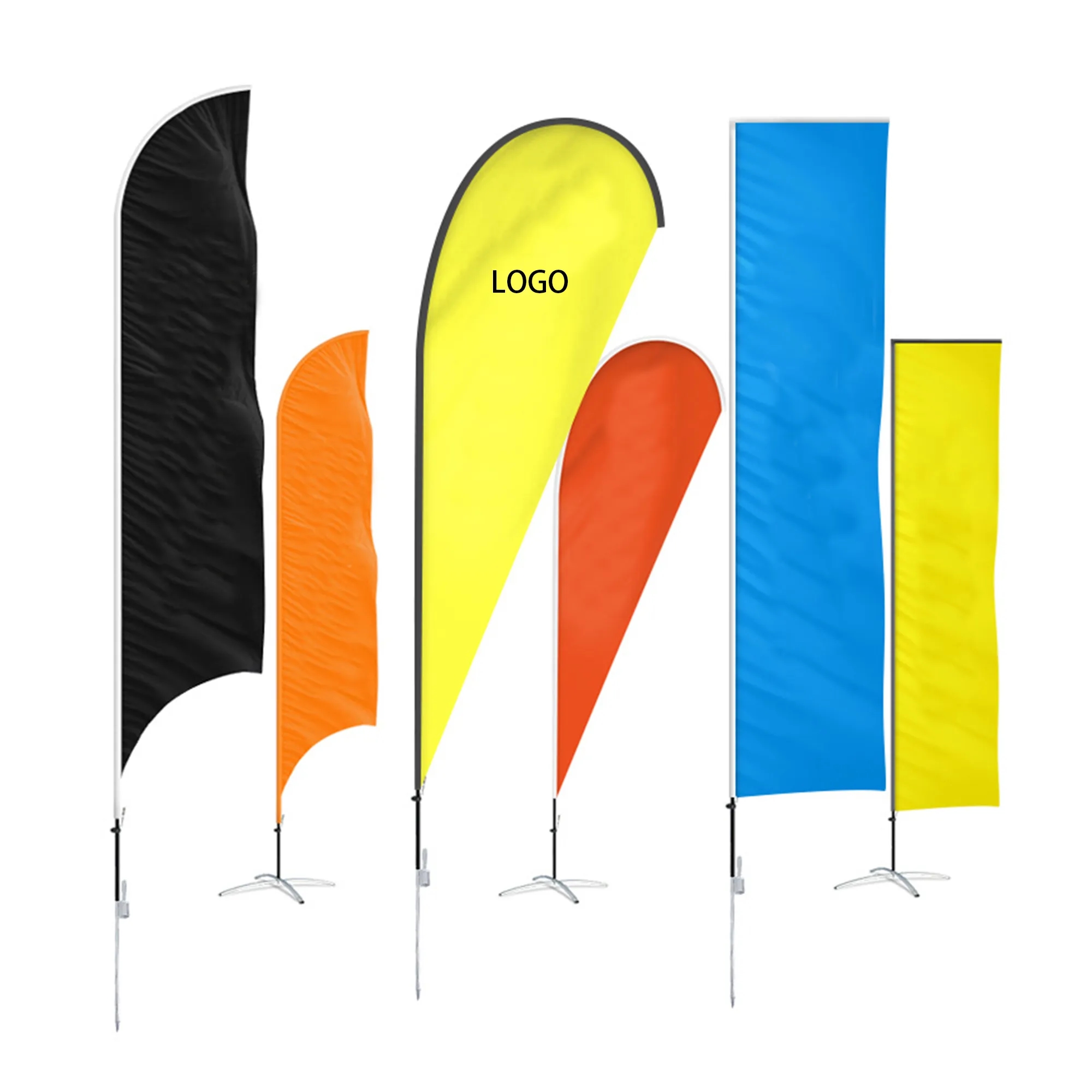 MOQ 5pcs 8FT Beach Feather Flag With Base