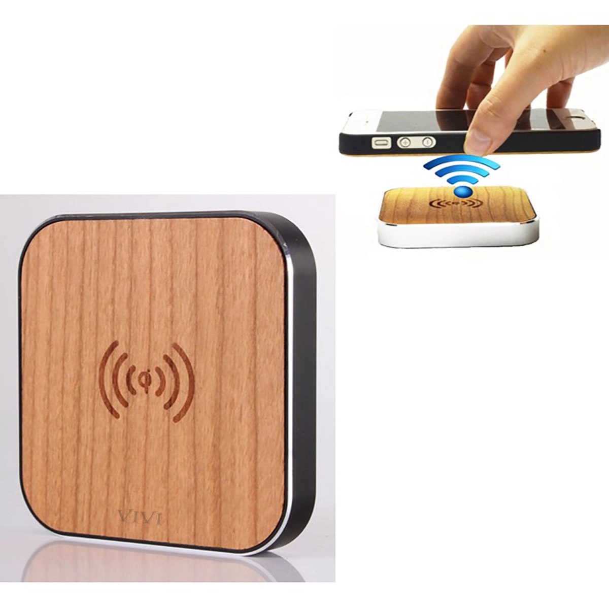 High-End 15W Fast Wireless Charger Wood Grain