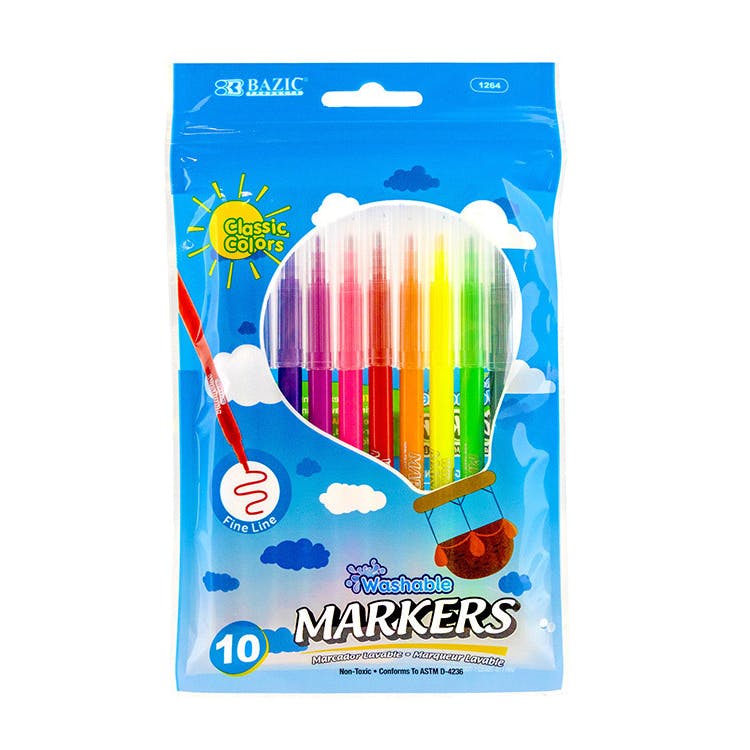 Fine Line Markers - 10 Pack Washable 3