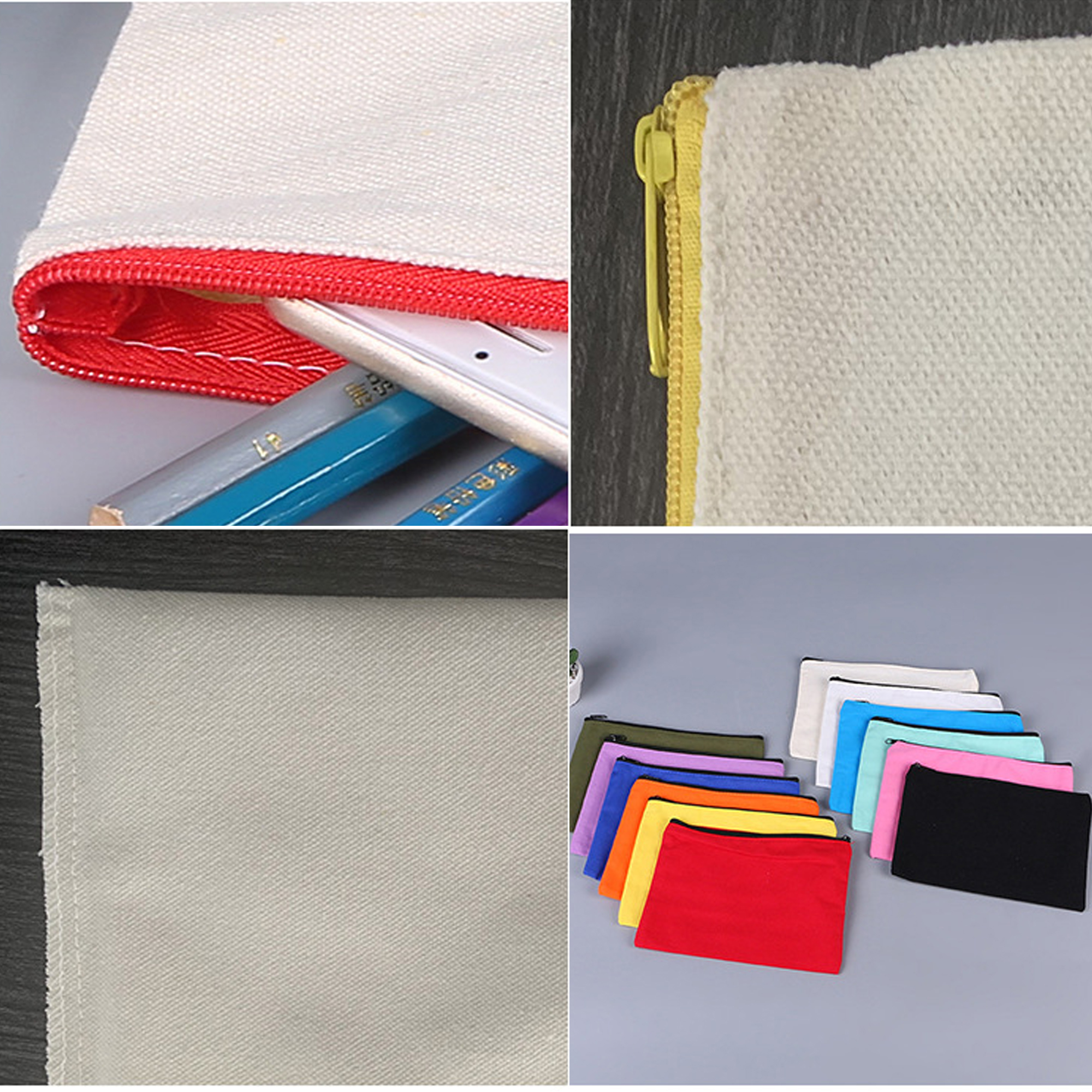 Multi purpose Canvas Bag Zipper Cosmetic Pouch 5