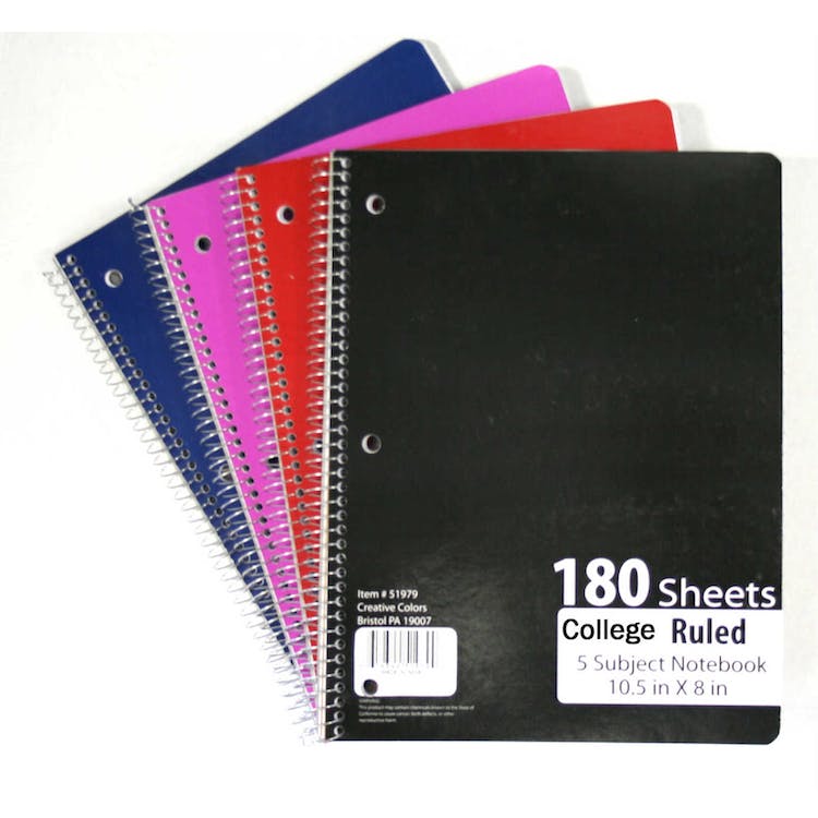 5-Subject College Ruled Notebooks - 4 Colors 3