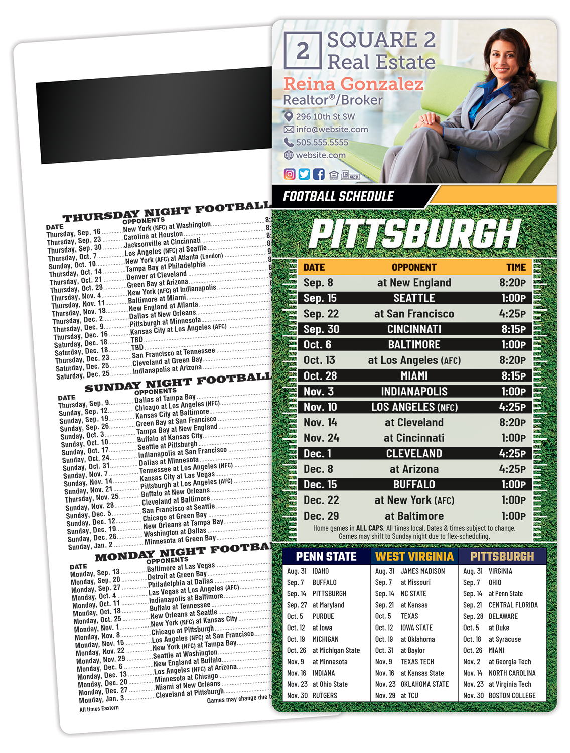 Football Schedule Laminated Card/Postcard with Magnet Strip 3.5x8.5 - 14 pt.