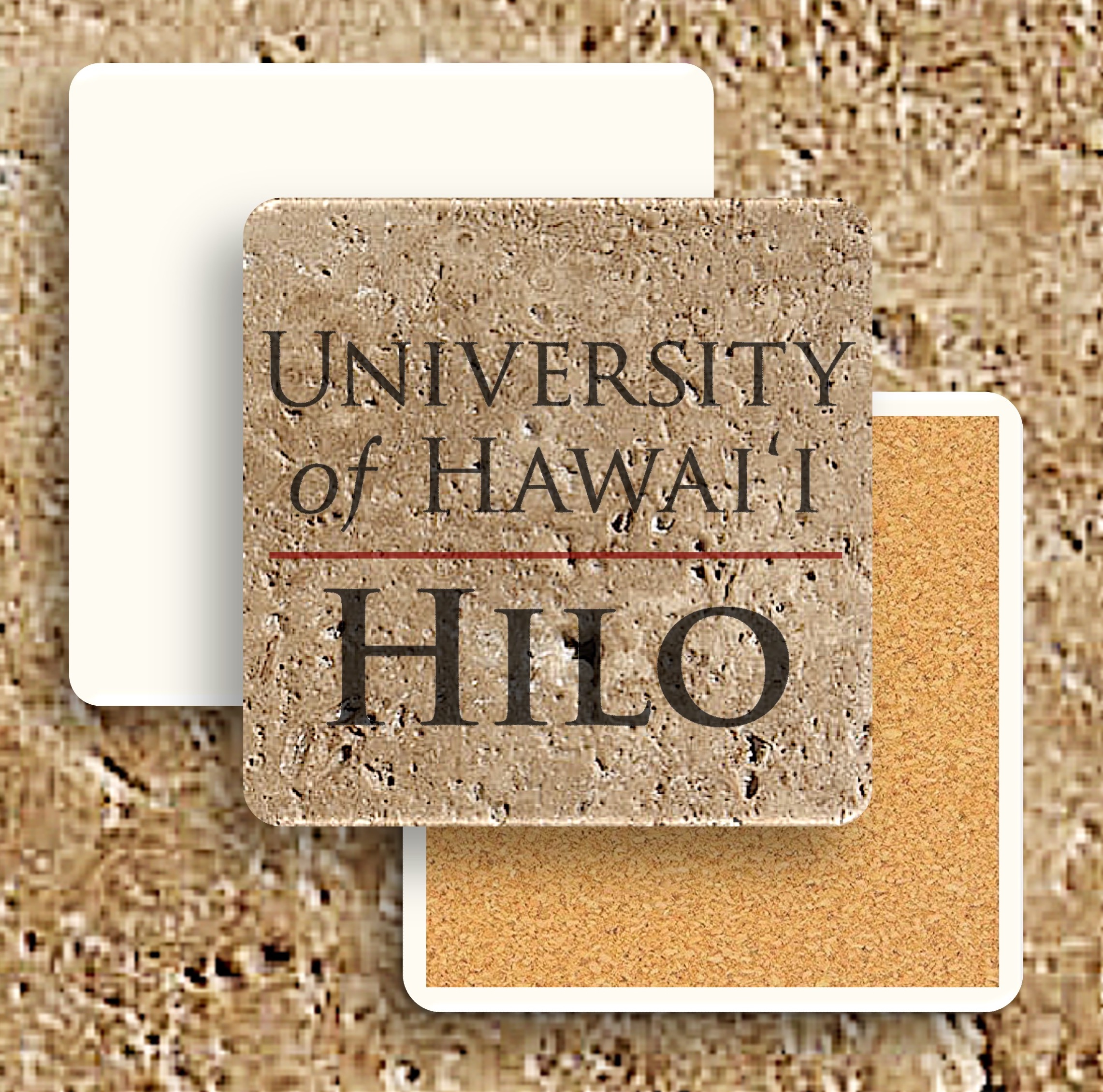 Faux Travertine Printed Square Coaster