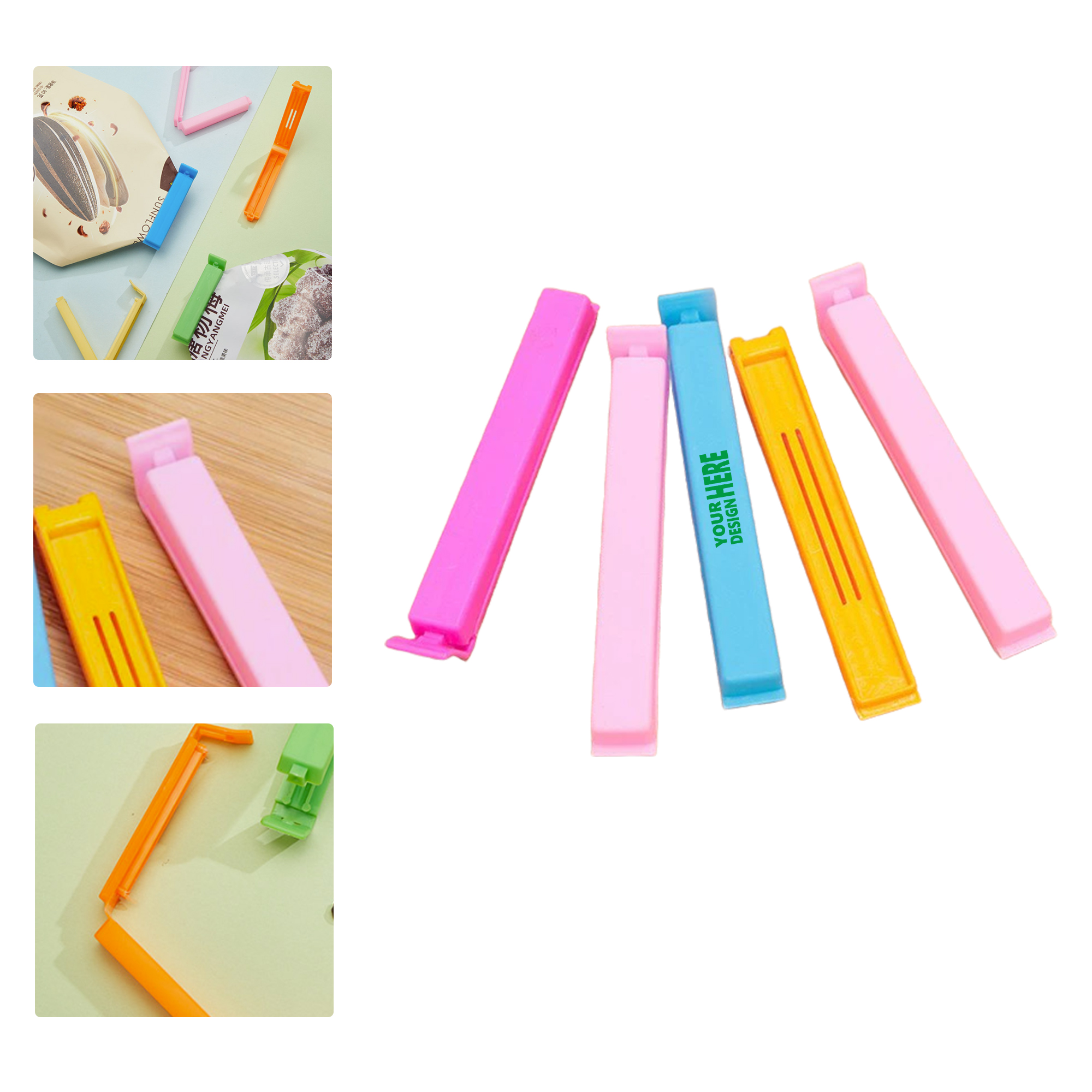 MOQ 50 Plastic Seal Clips for Tea Bags Snacks Custom Logo Food Preservation 3