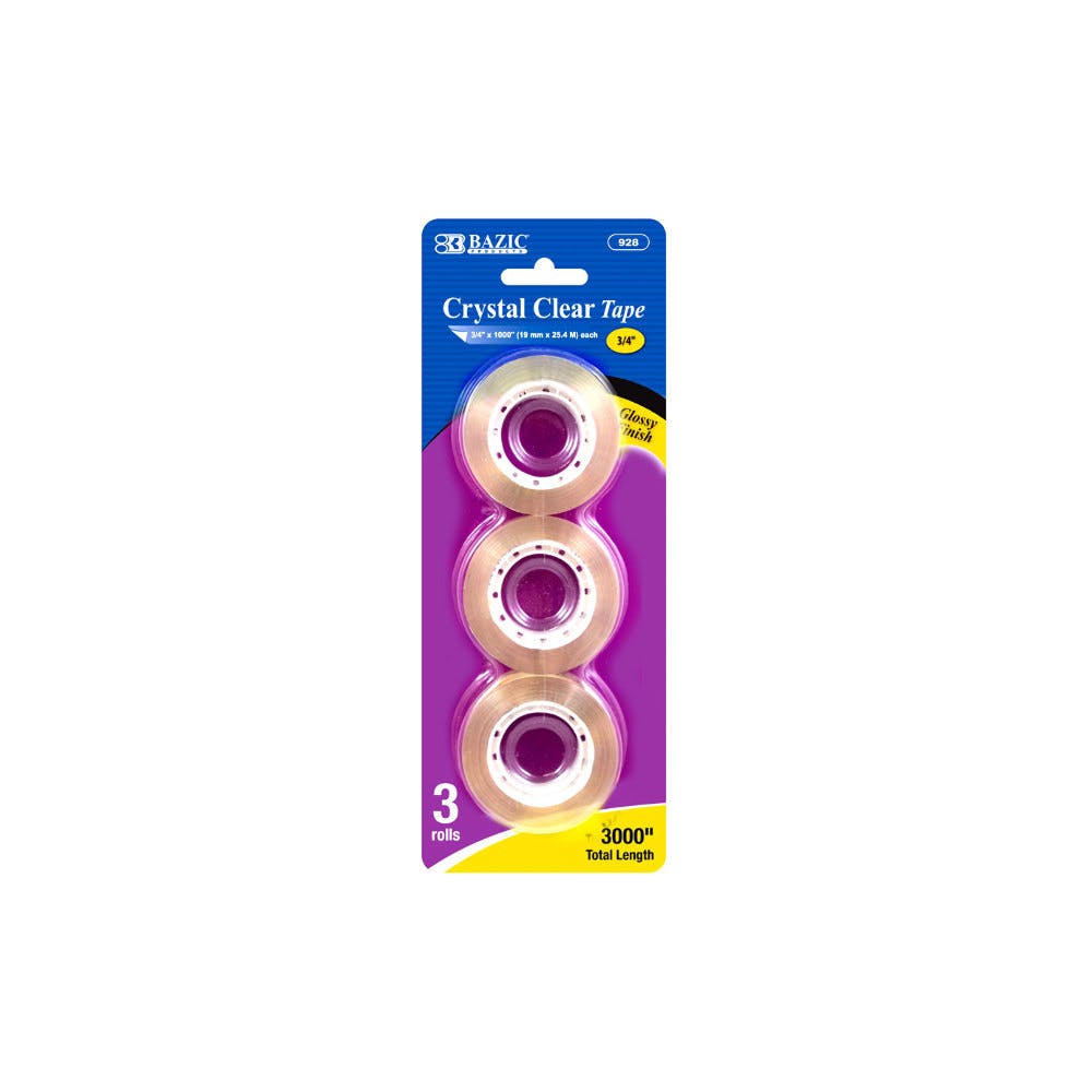 Crystal Clear Tape Refills - 3/Pack 3/4" x 1000" Total 3
