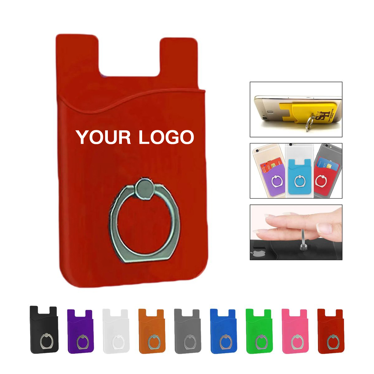 Silicone Phone Wallet with Grip Ring for Secure Hold