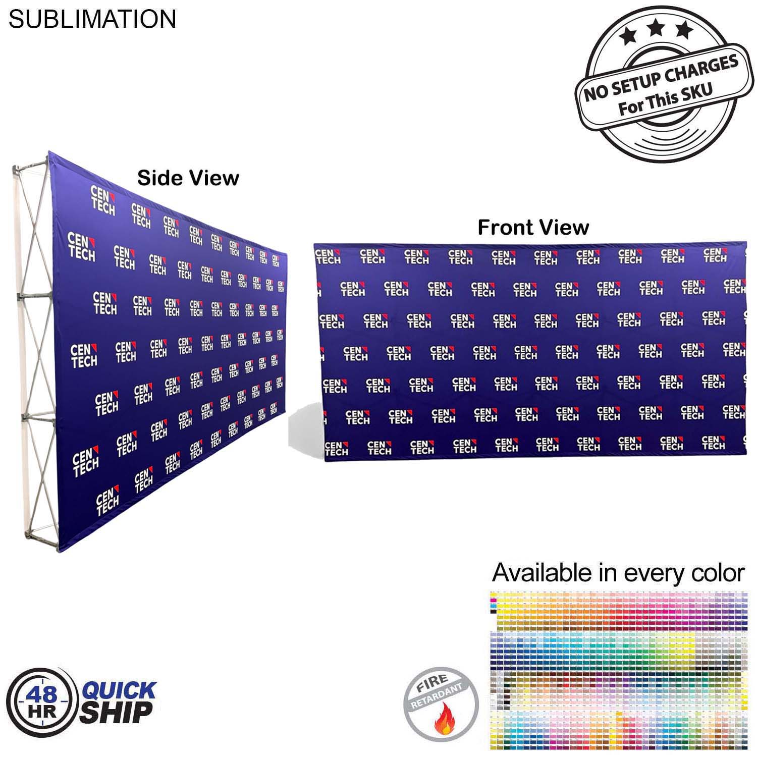 48Hr Quick Ship - 15' Straight Wall Full Height Tension Fabric Pop-up Display Kit, NO SETUP CHARGE