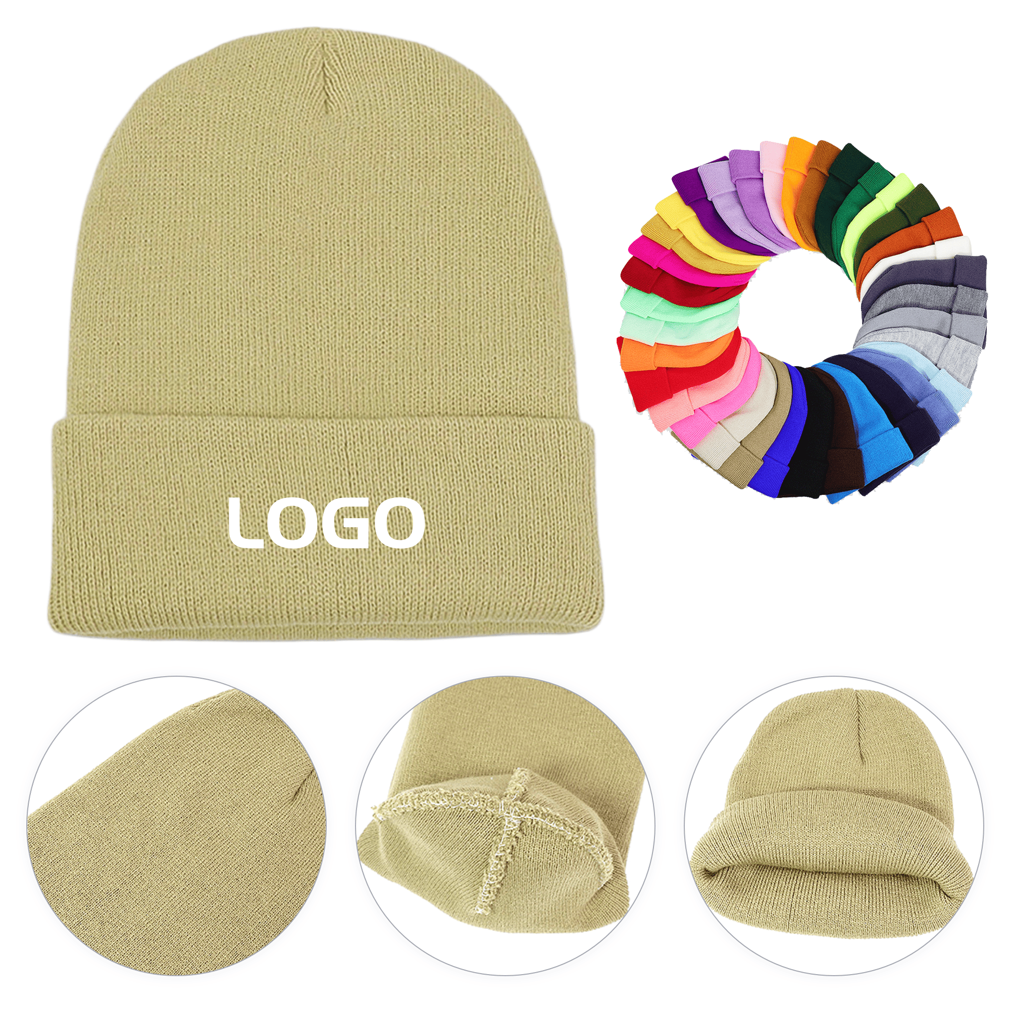 Customizable Solid Color Knitted Beanie 4