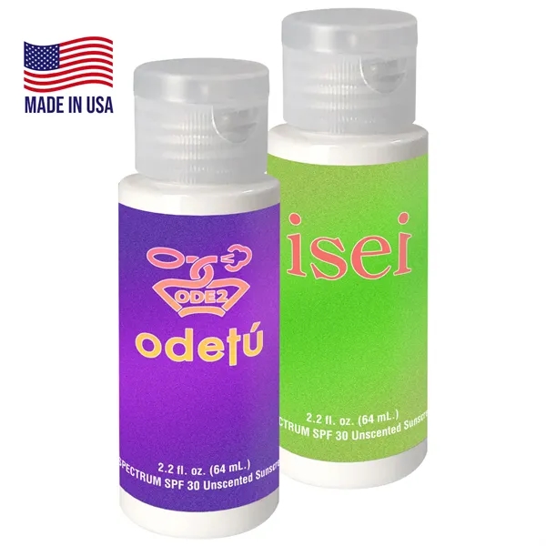 2 oz. of sunscreen in a transparent cylinder bottle