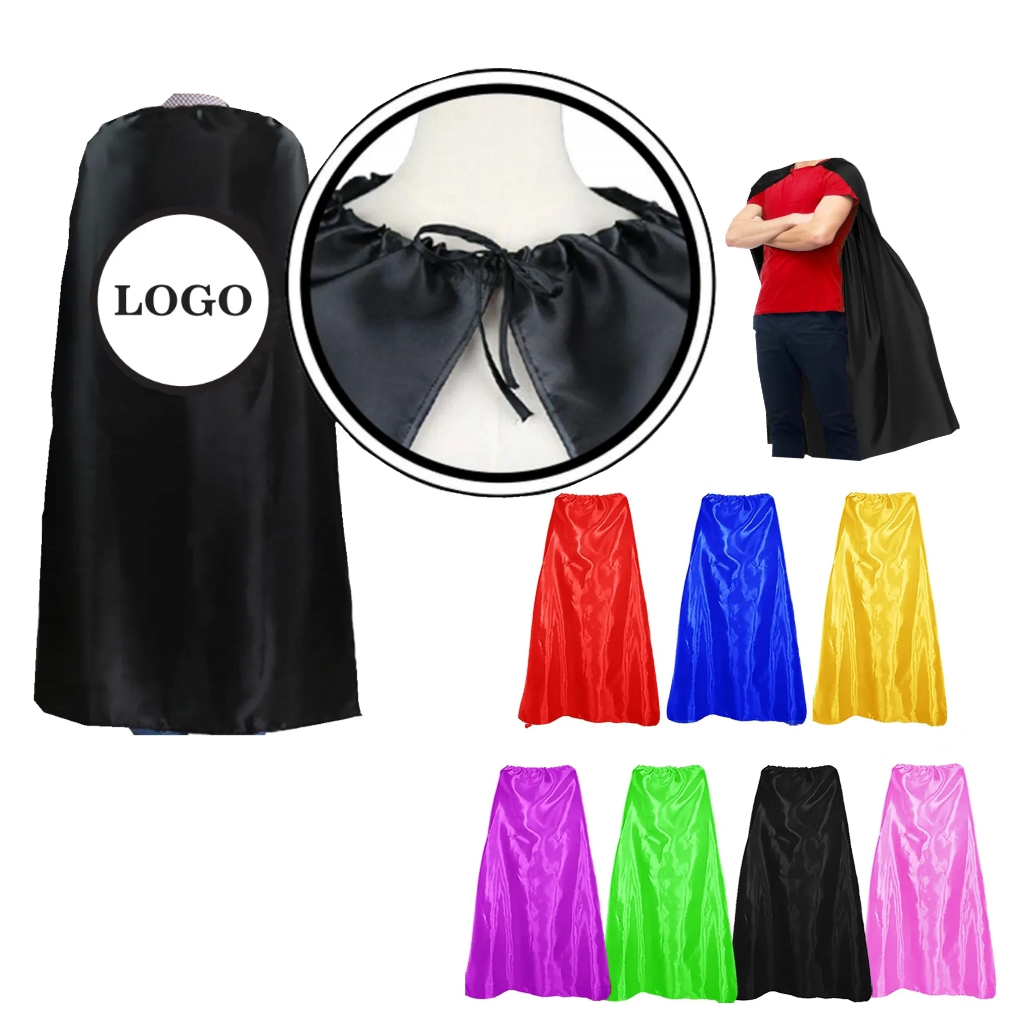 MOQ 100 PCS Custom LOGO Adult Kids Cosplay Colorful Cape 10