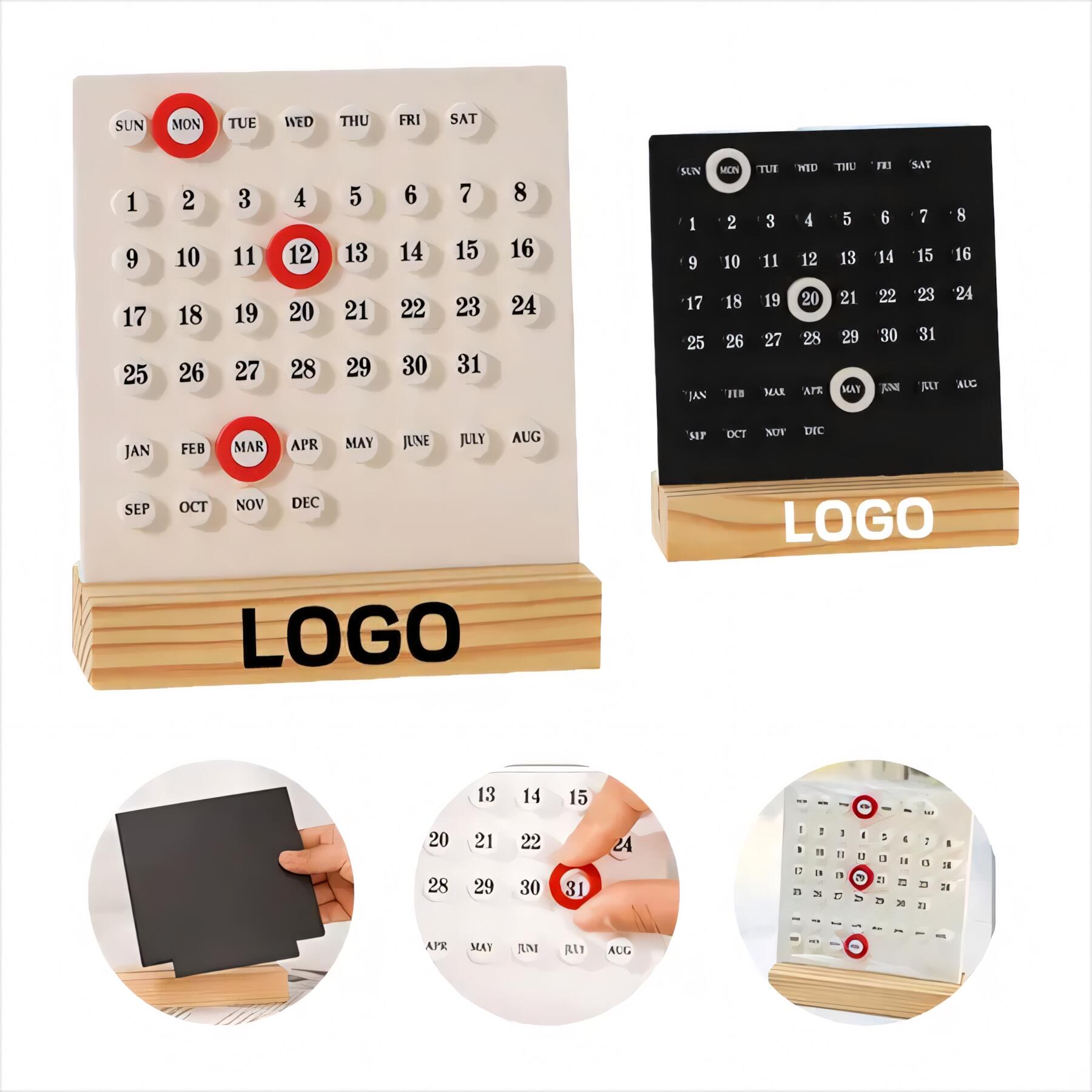 Perpetual Desk Wood Acrylic Calendar