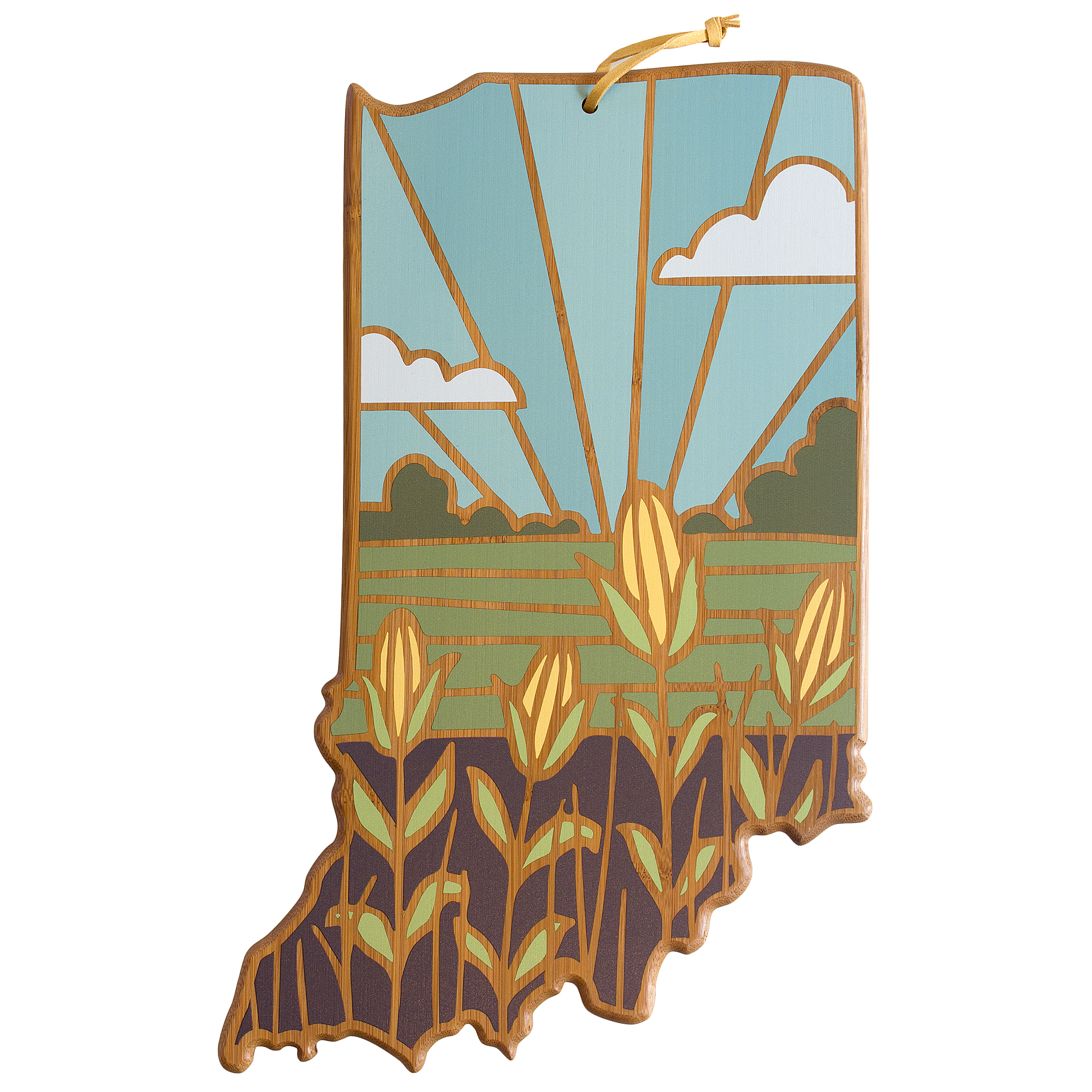 Indiana State Shaped Serving and Cutting Board with Artwork by Summer Stokes