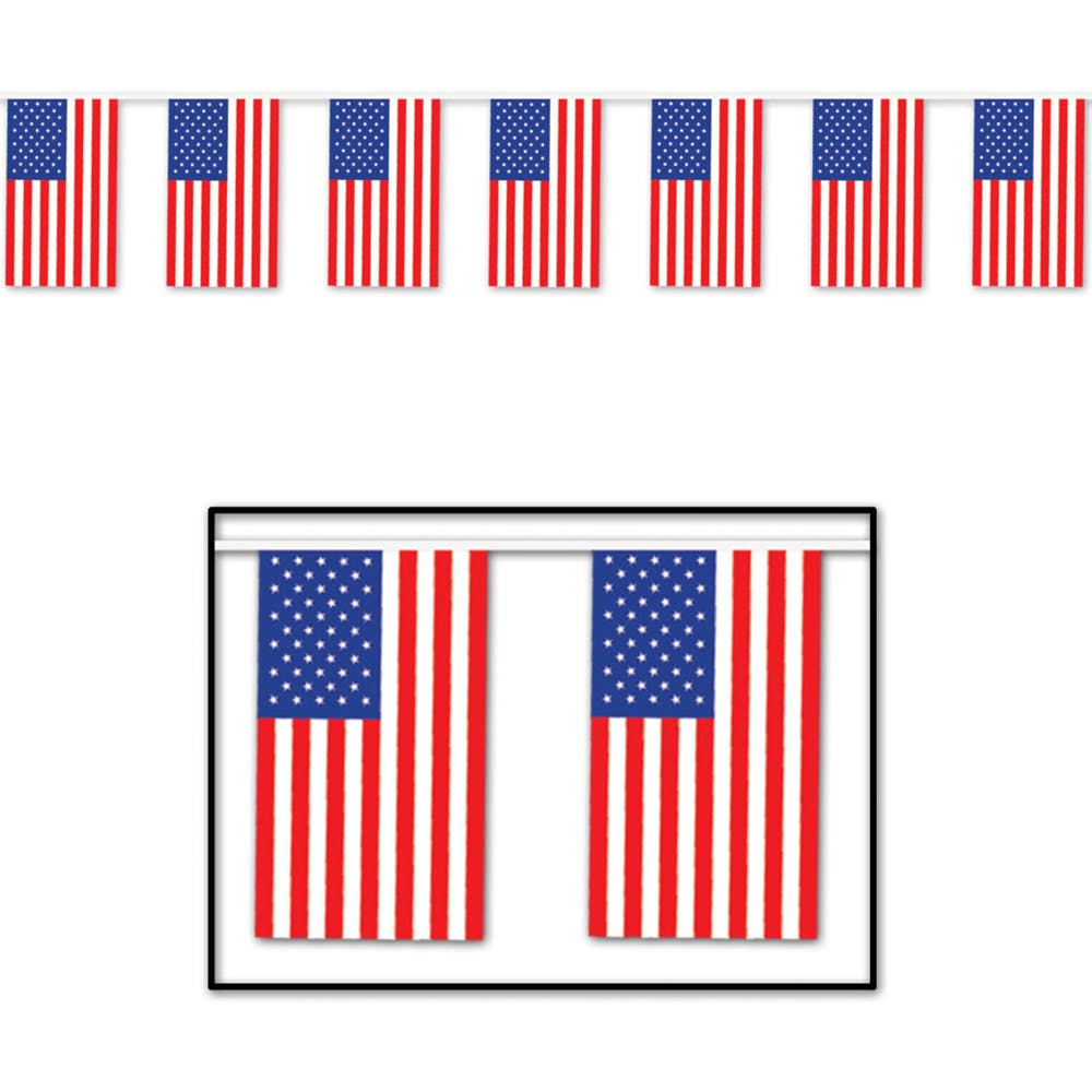 USA Flag Pennants - 17" x 60' 2