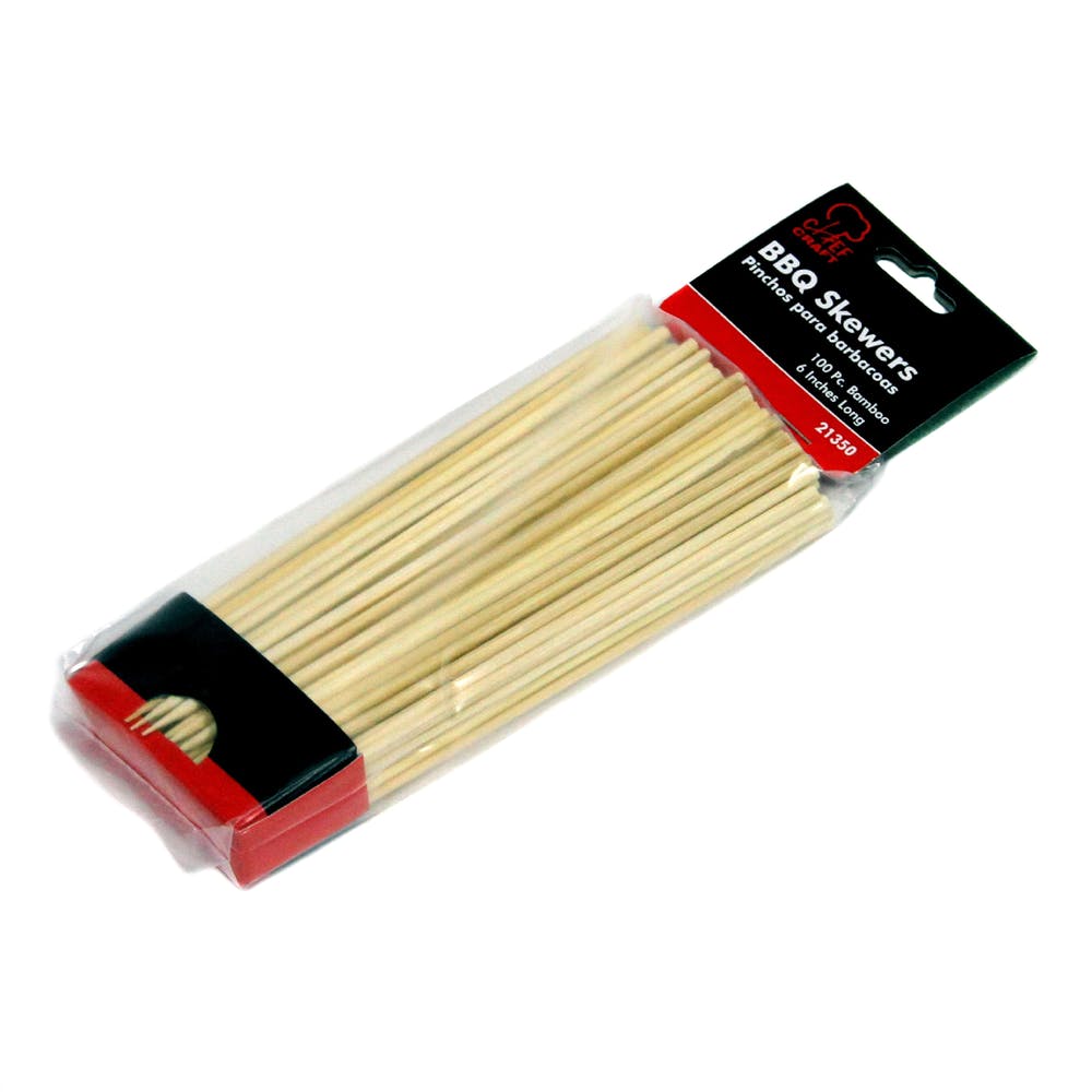 Bamboo Barbeque Skewers - 100 Pack 6" 3