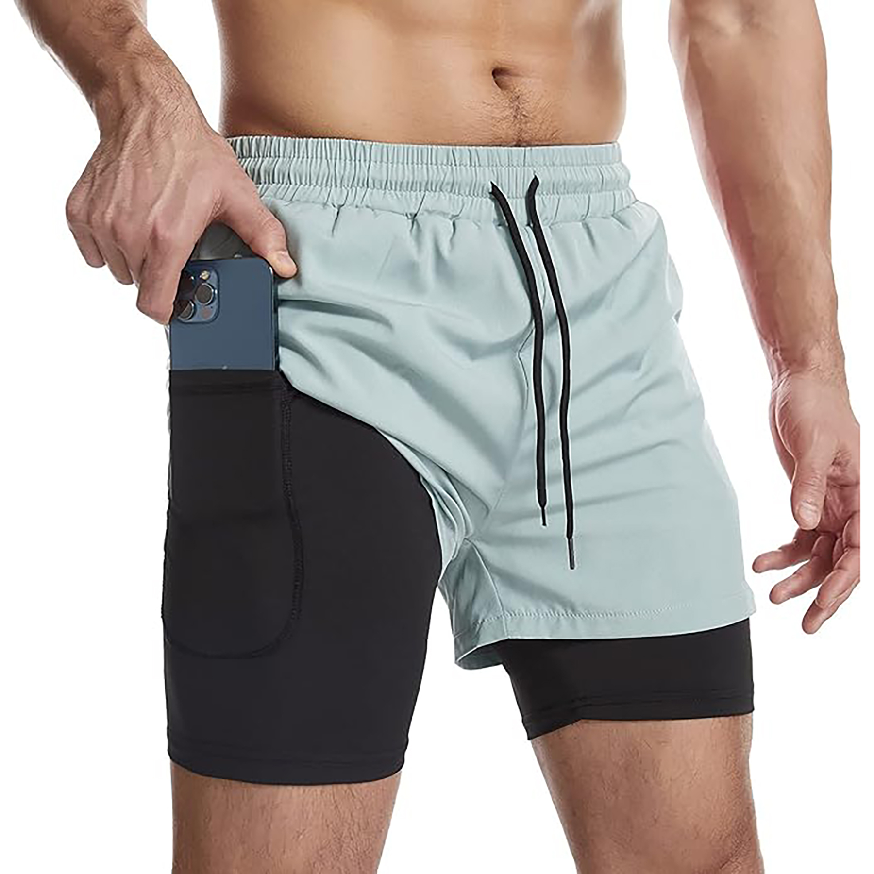 Men's 2 I n 1 Quick Drying Sports Shorts with Lining 58