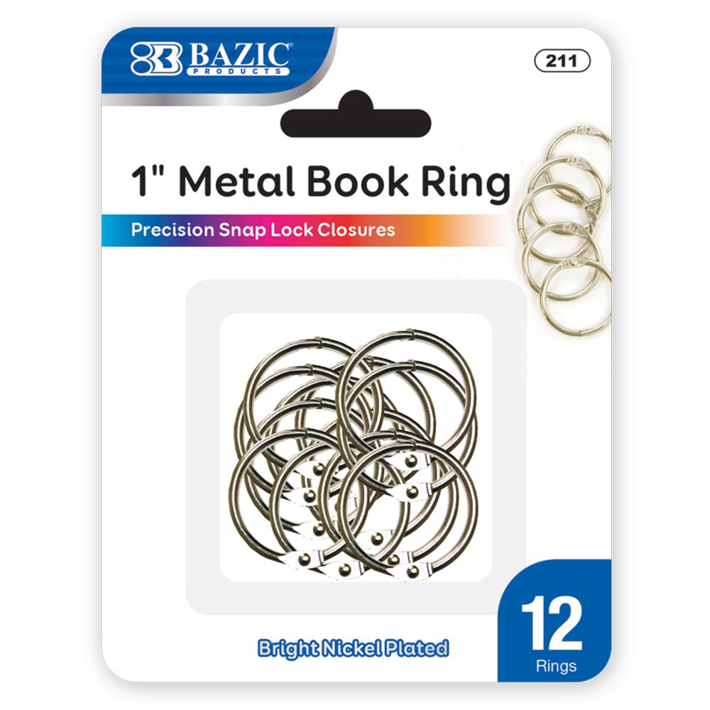 Book Rings - 12 Count Snap Lock Closure 1" 2