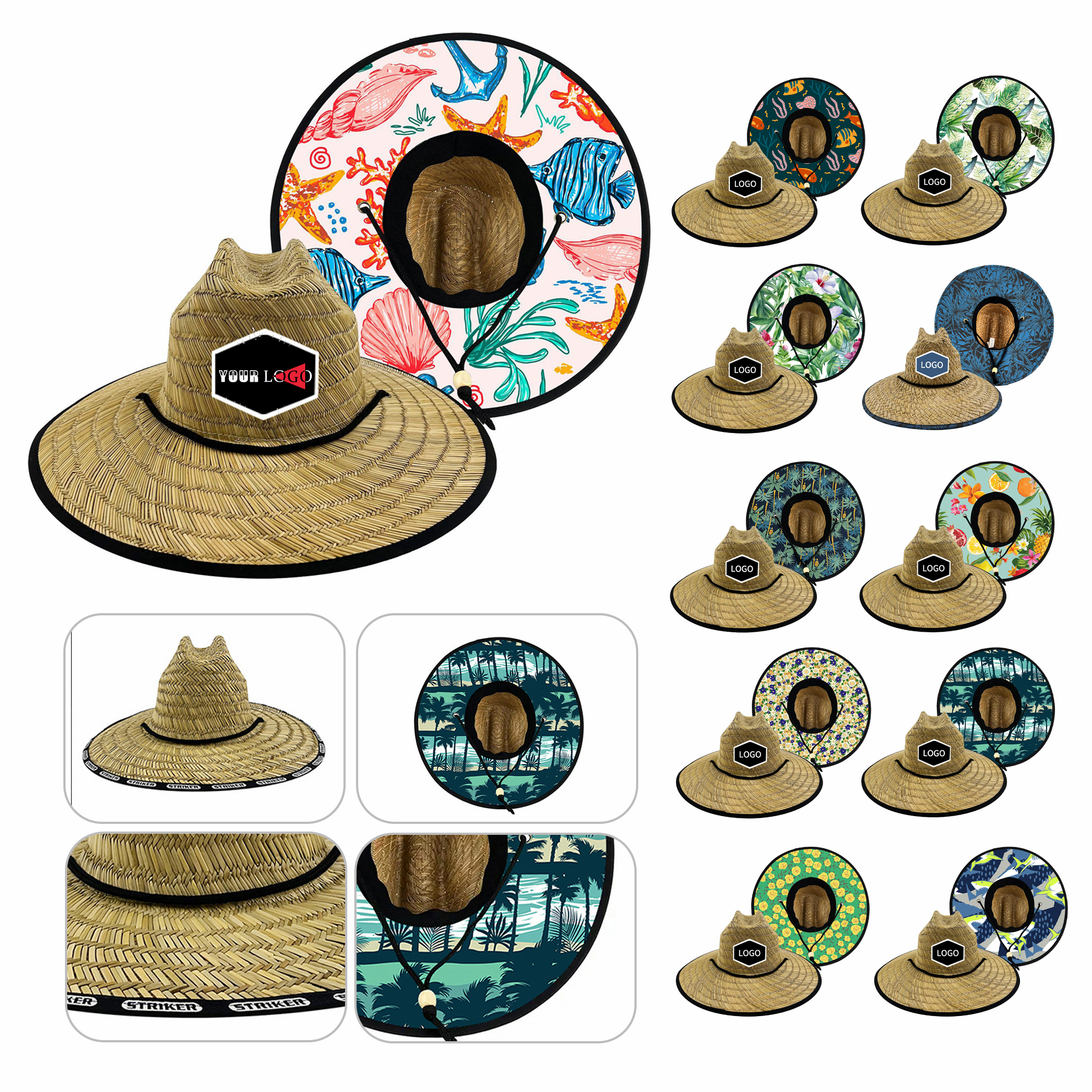 Lifeguard Straw Hat Full Color Underbrim & Patch 2