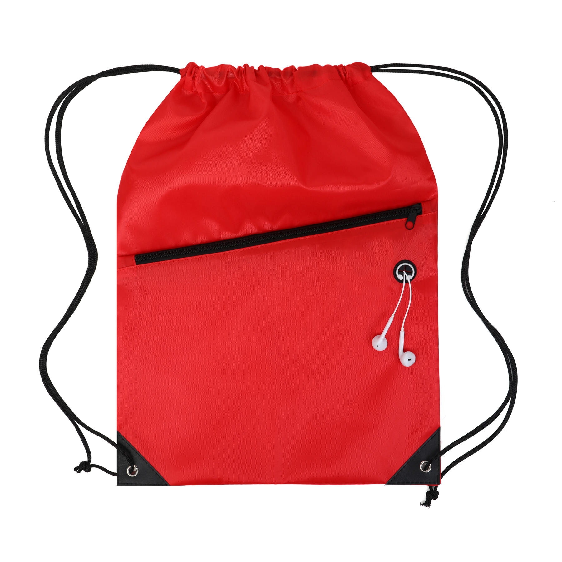 Drawstring Backpack with Front Zipper Pocket 111