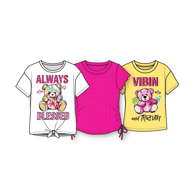Girls' Fashion Tee 3-Pack - Assorted Size 4-6X 3