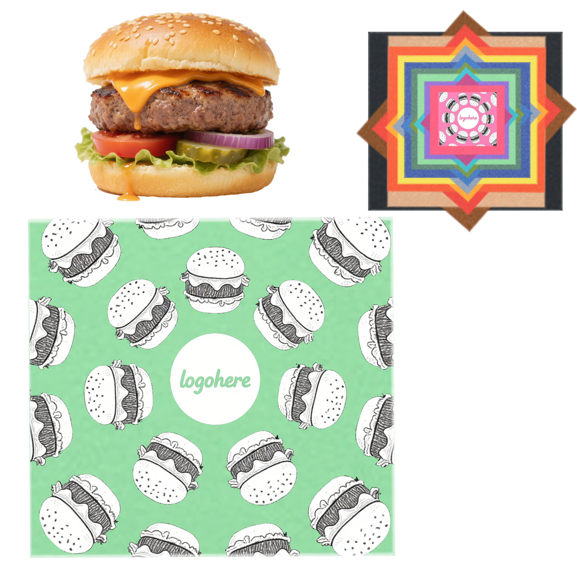 Colored Custom Printed Burger Paper 1