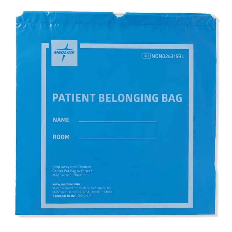 Drawstring Patient Belonging Bags 20" x 20" - Blue 3