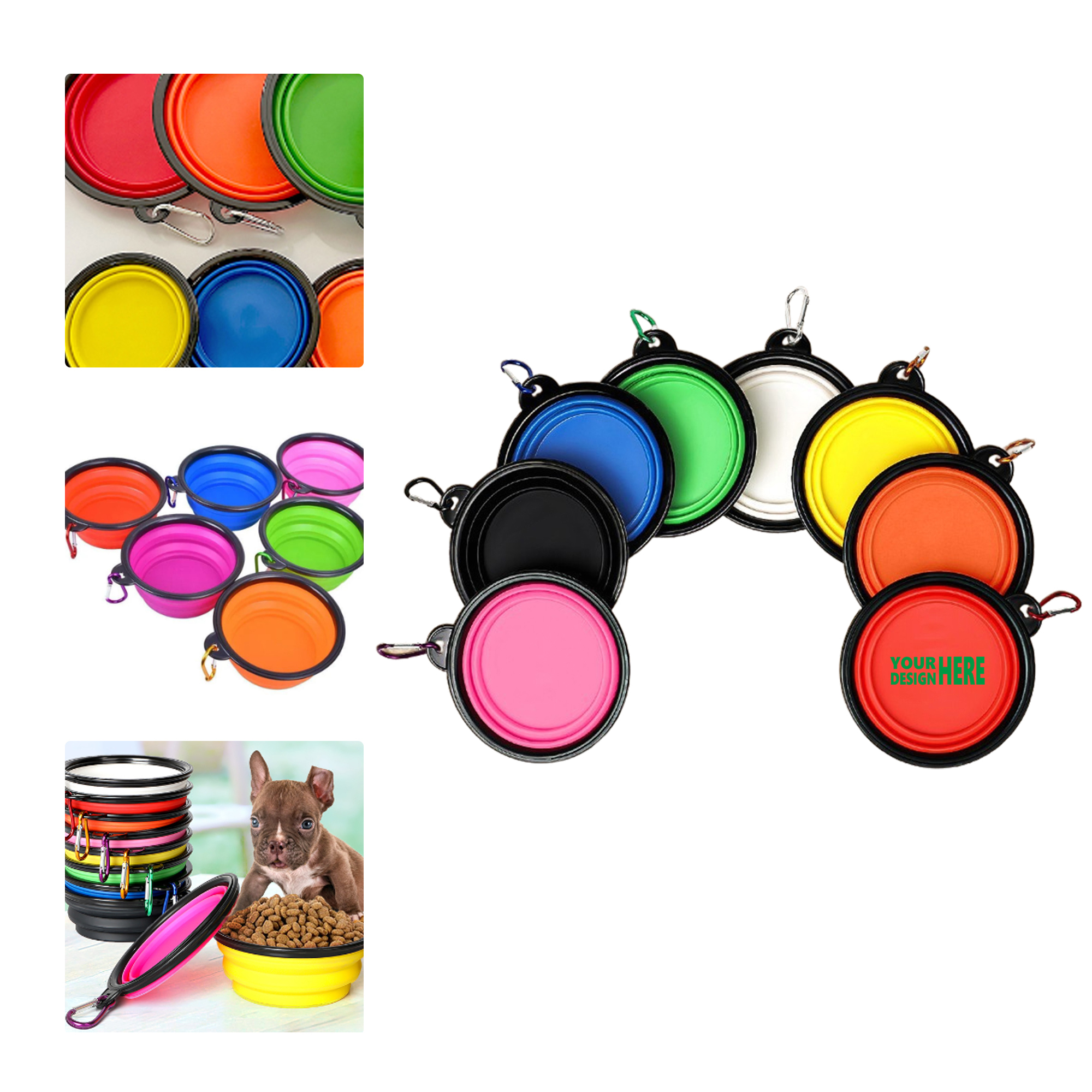 MOQ 50 Collapsible Pet Bowl with Carabiner for Outdoor Use 3