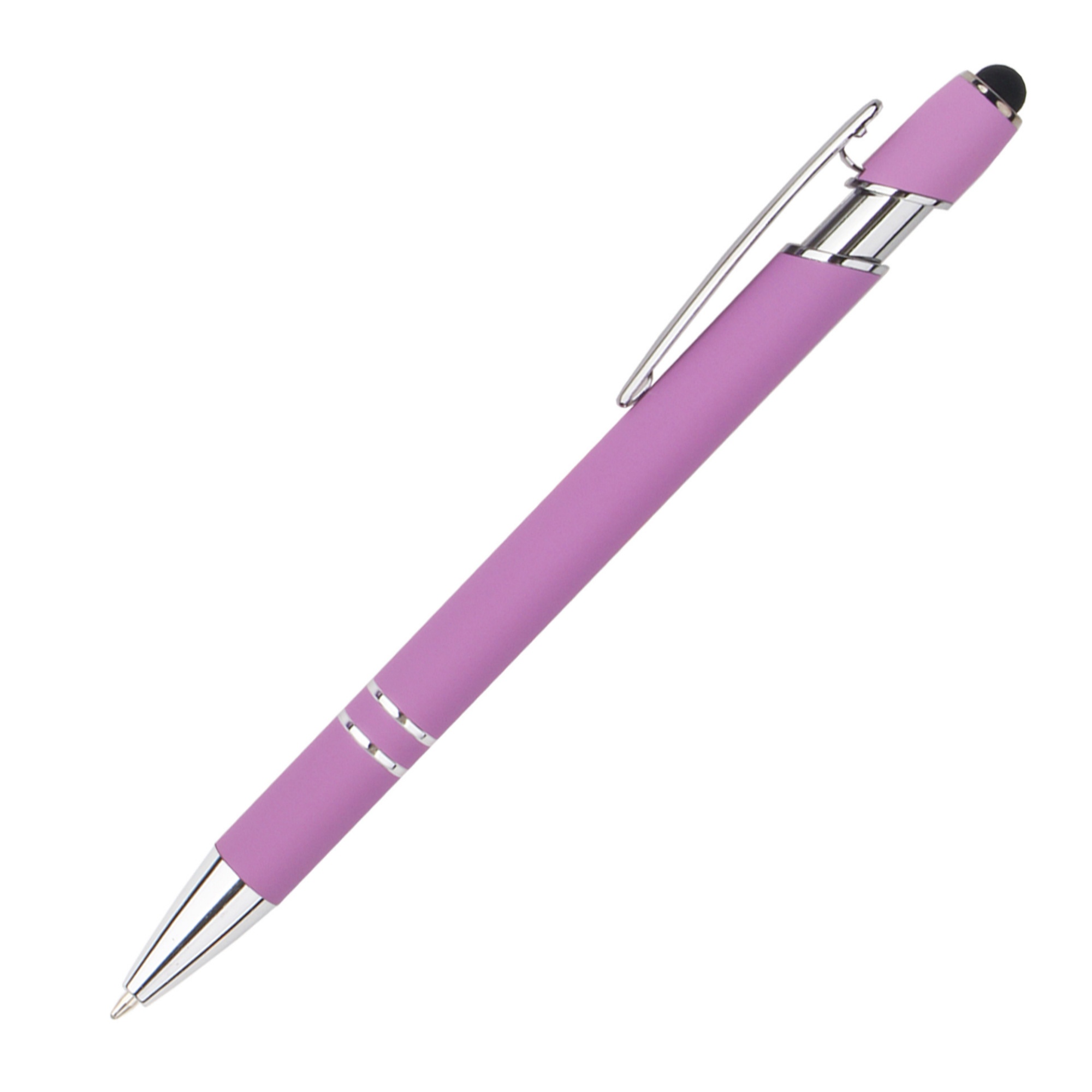 Retractable Metal Ballpoint Pen With Stylus Tip Black Ink 48