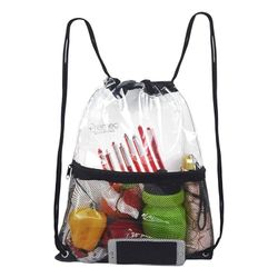 Clear Drawstring Bag With Mesh