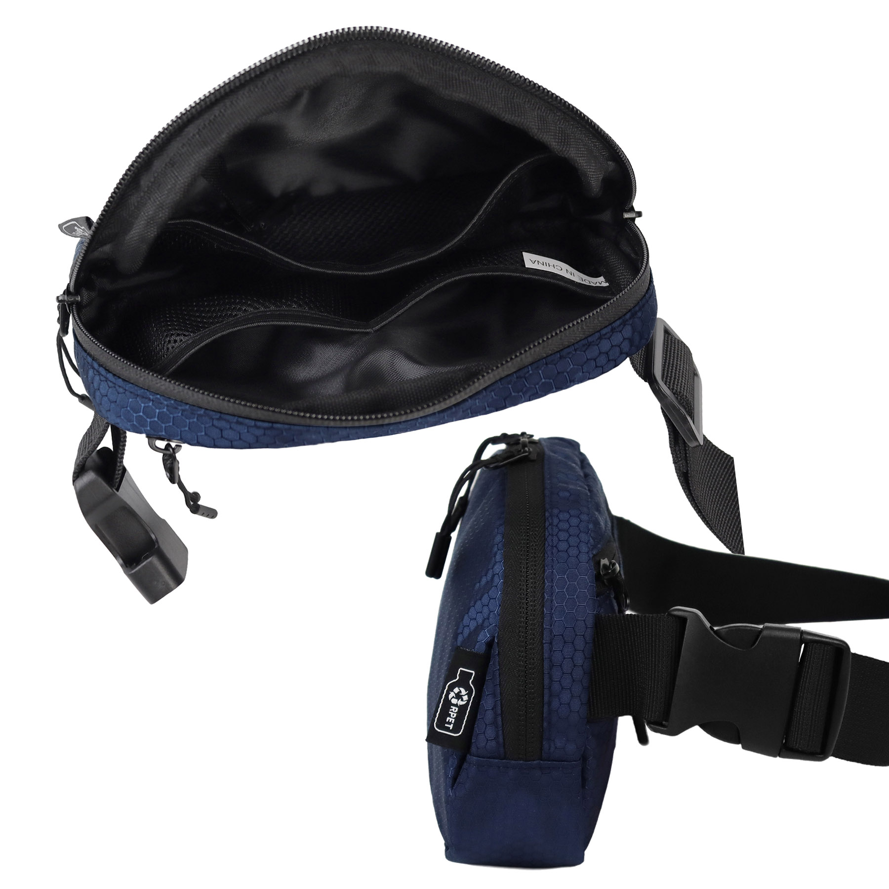 Water-Resistant 100% RPET 420D PU layer Belt Bag w/Adjustable Strap 20