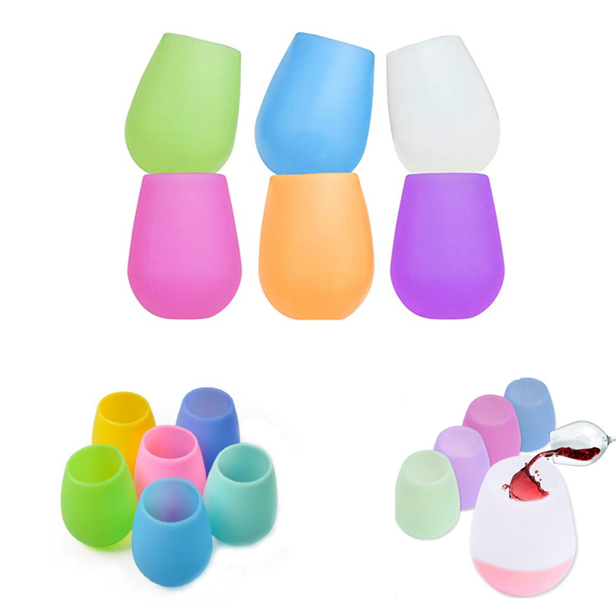 12oz Unbreakable Silicone Wine Glasses