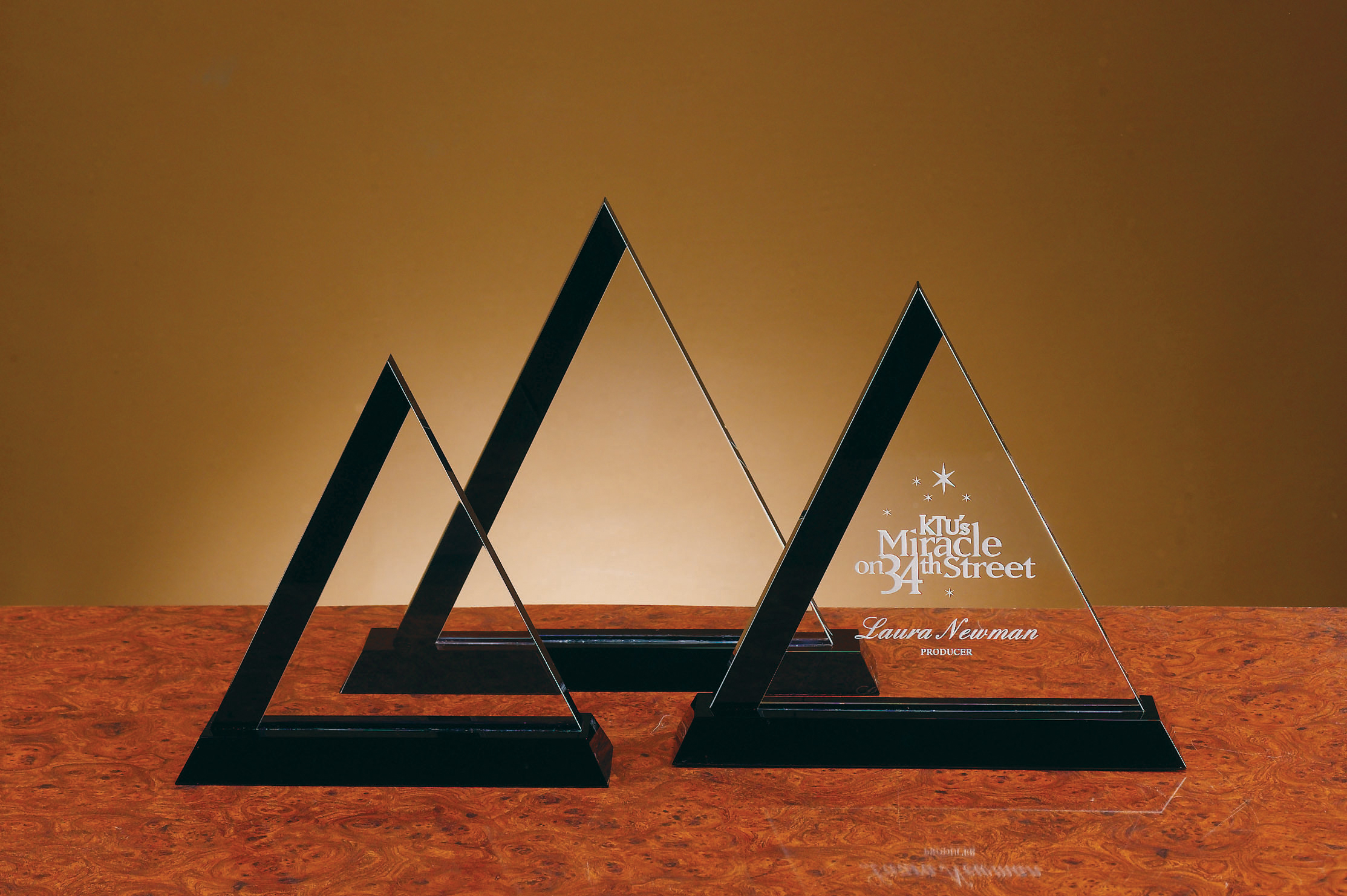 Jet Crystal Triangle Award (9"x9")