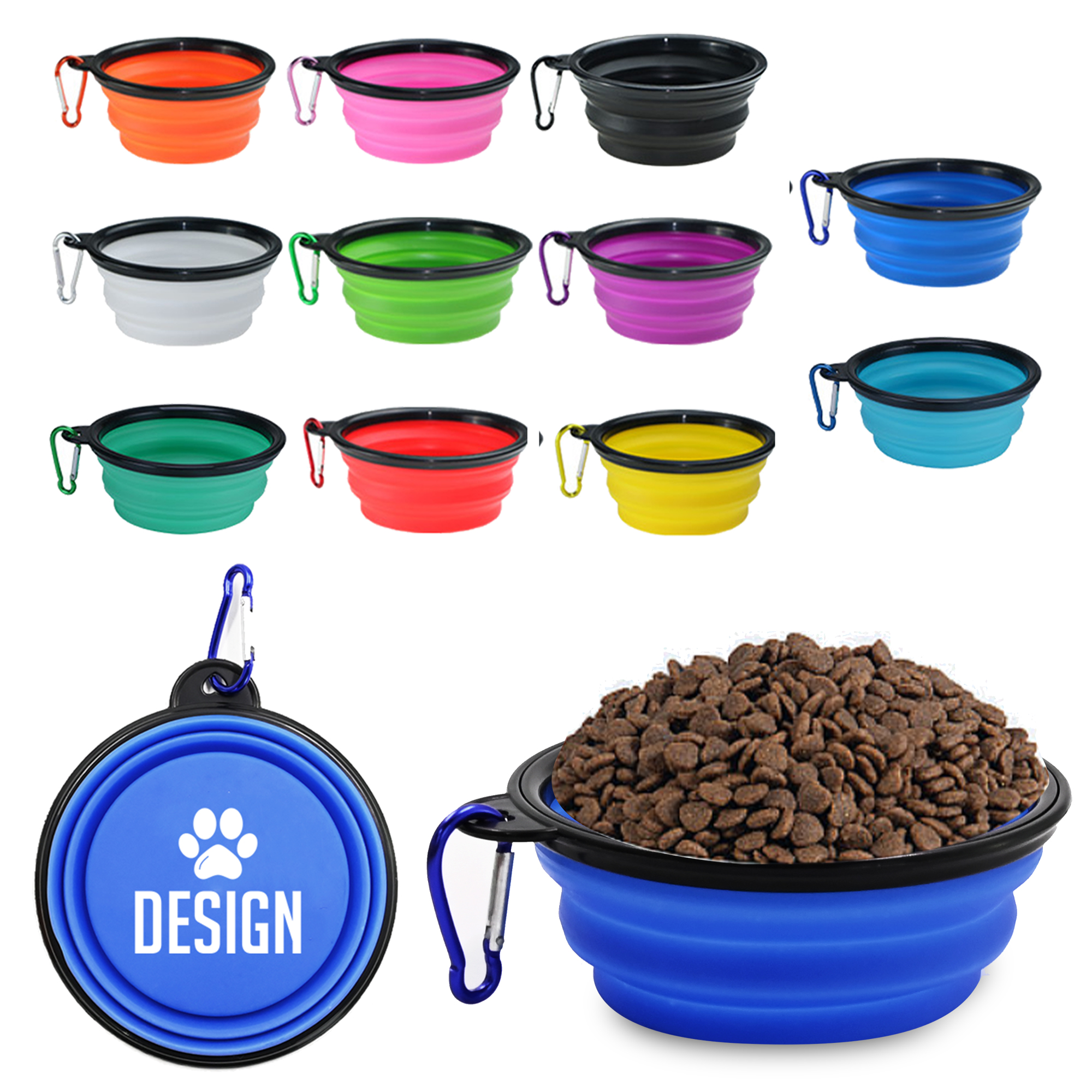 Compact Foldable Dog Bowl with Carabiner for Camping 5