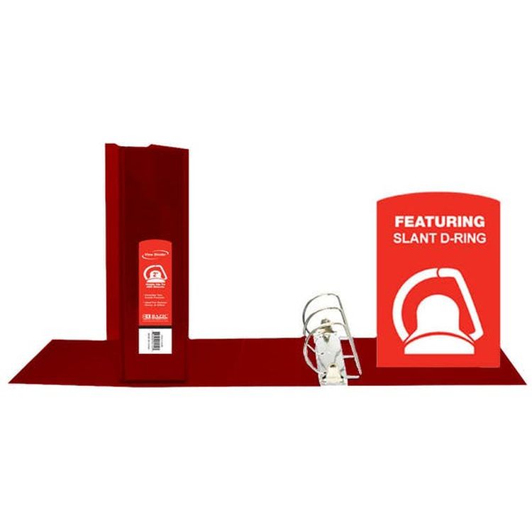 Slant-D 3 Ring View Binders - 2" Burgundy 2 Pockets 3