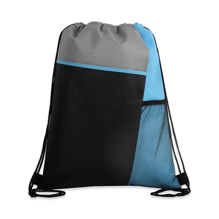 Tri Color Drawstring Backpack with Front Mesh Pocket 84