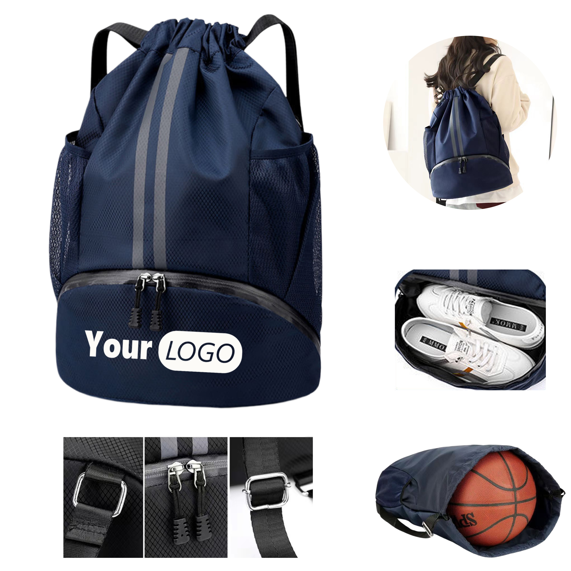 Dry and Wet Separation Waterproof Drawstring Backpack 4