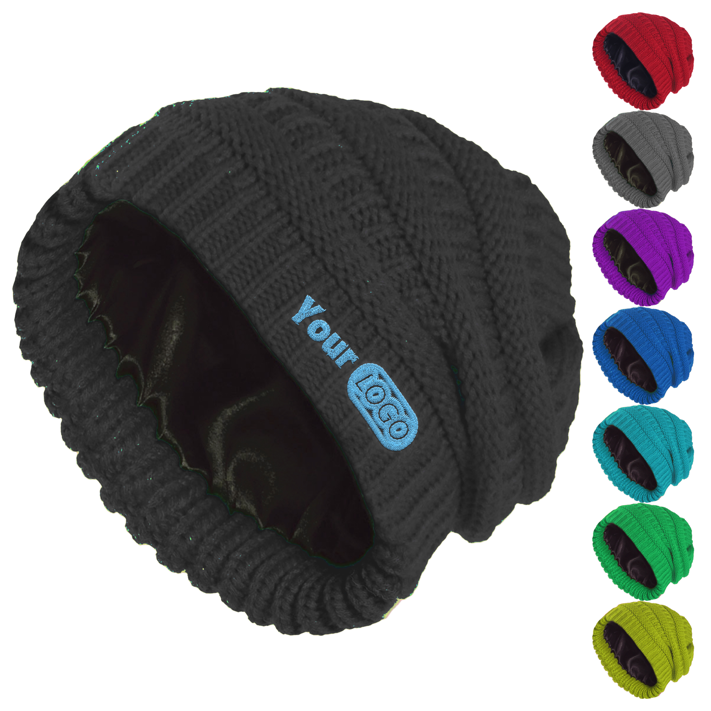 Polyester Customizable Satin-Lined Winter Beanie For All-Day Comfort