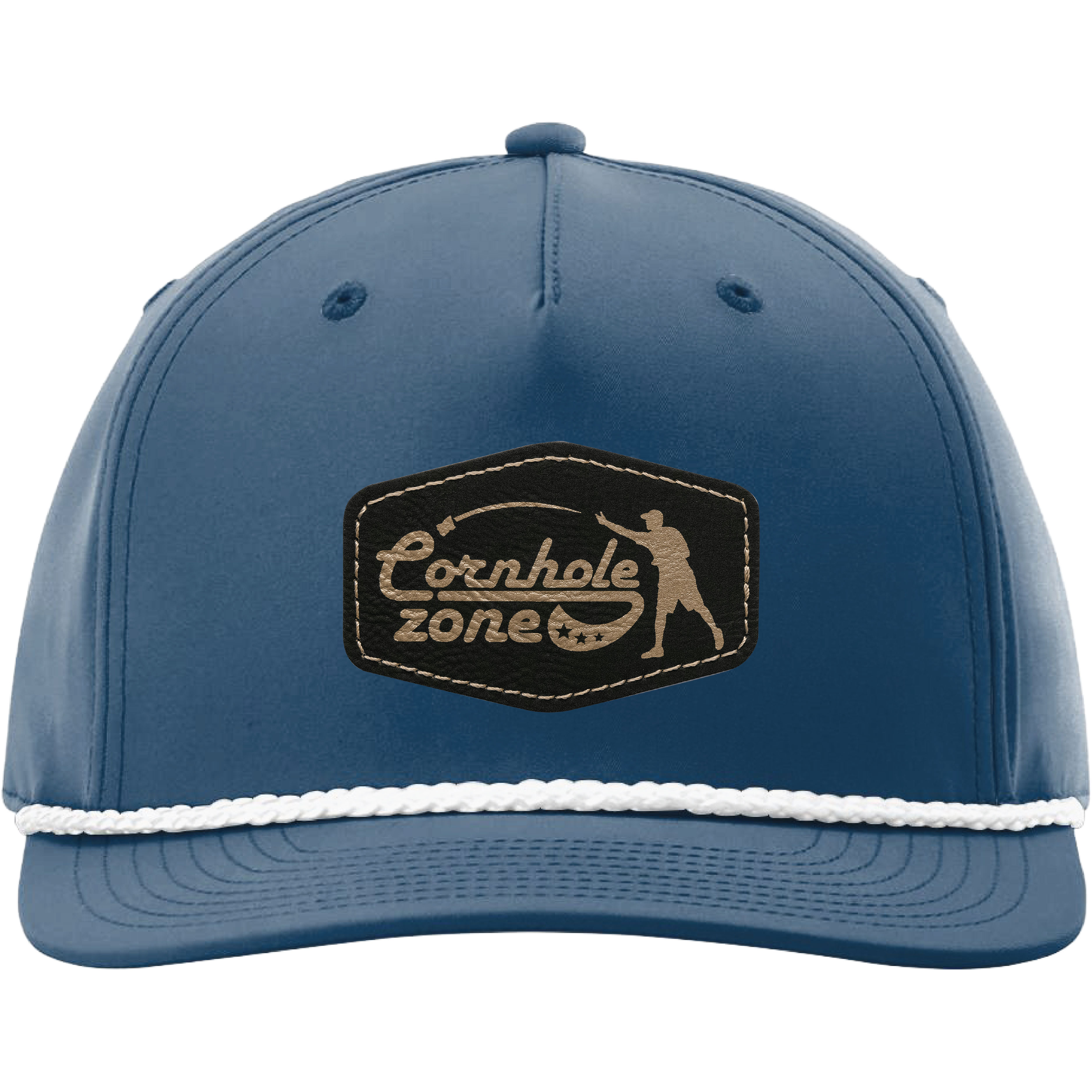 Richardson #258 Five Panel Rope Cap w/Leatherette Adhesive Patches or Embroidery