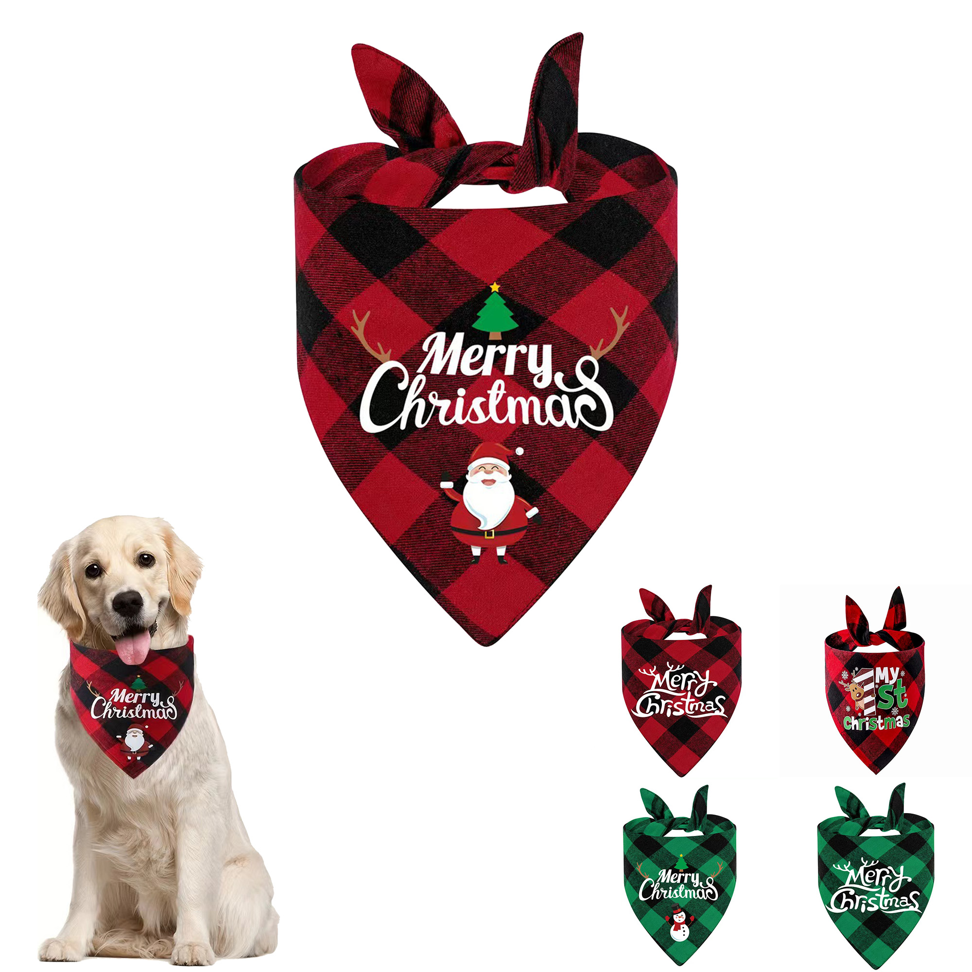 Christmas-Themed Pet Customisable Triangular Bandages 4