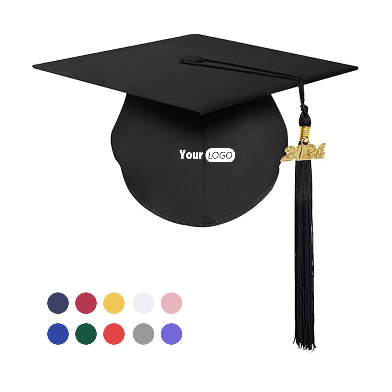 Classic Polyester Graduation Cap with 2024 Charm 10