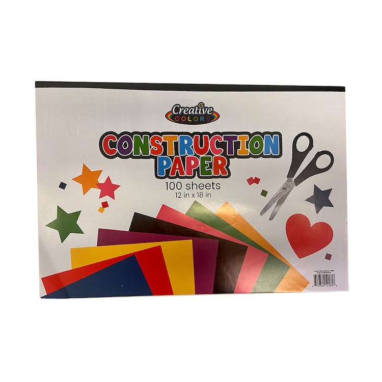 Construction Paper Pads - Assorted Colors 100 Sheets 12" x 18"
