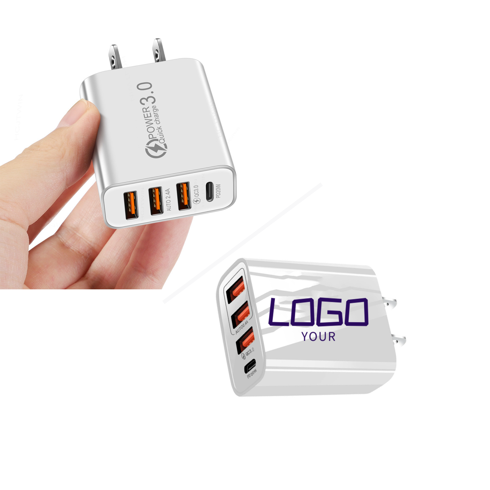 Custom 4 Port USB Wall Charger Block 3