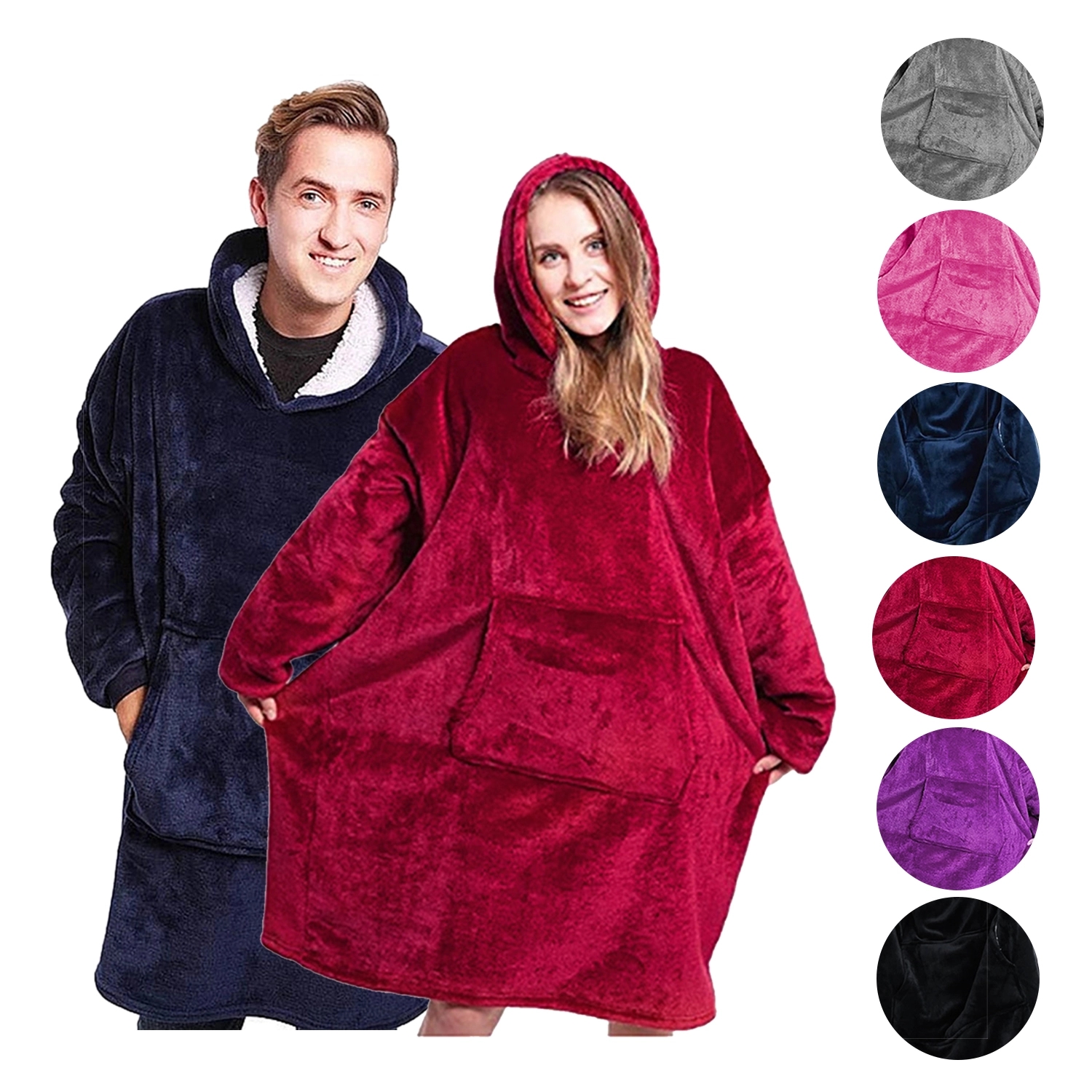 Oversized Wearable Blanket Sherpa Fleece Hoodie