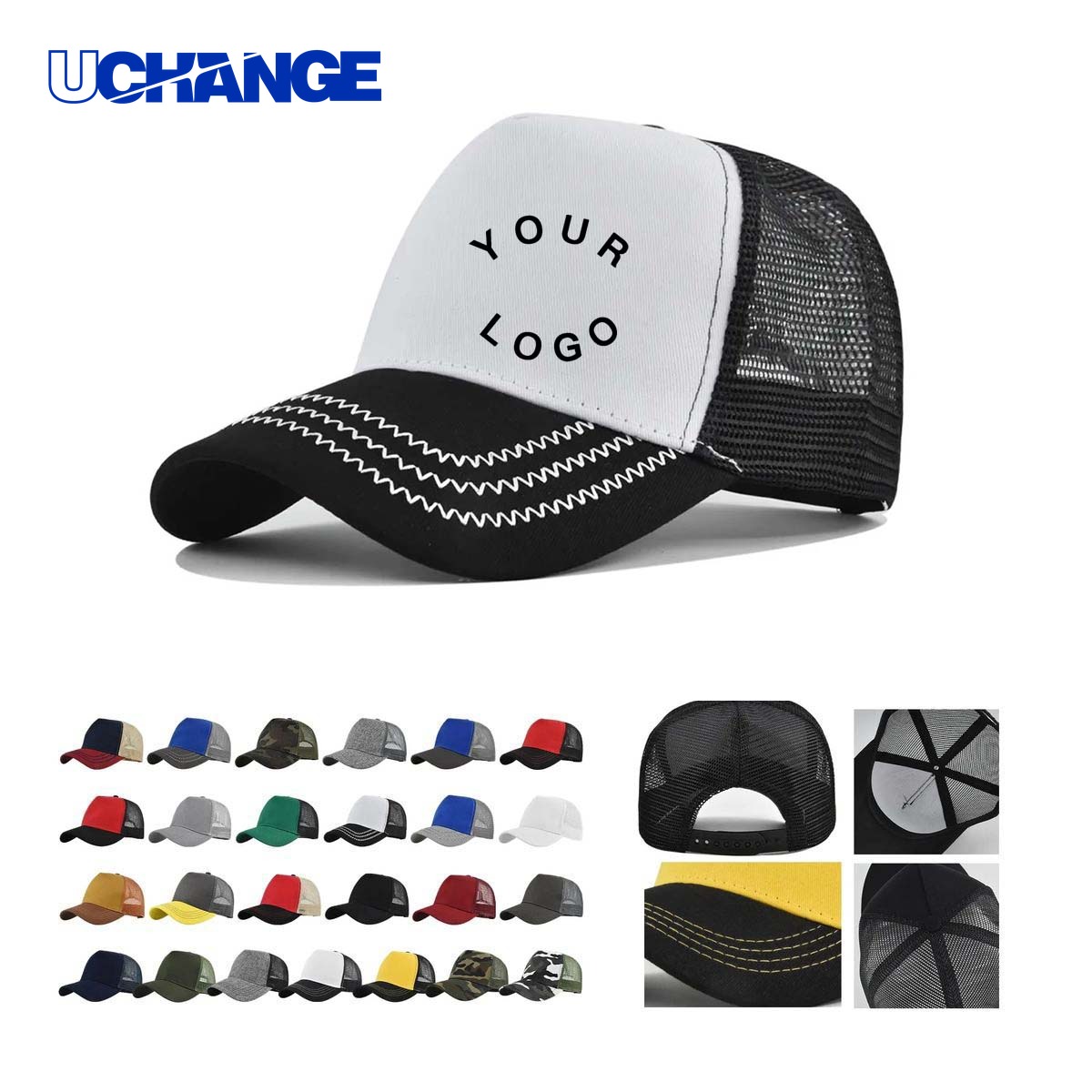 Classic Hard Top Mesh Trucker Hat Headwear with Adjustable Size
