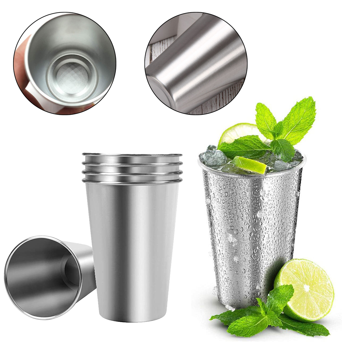 16 Ounce Stainless Pint Cups