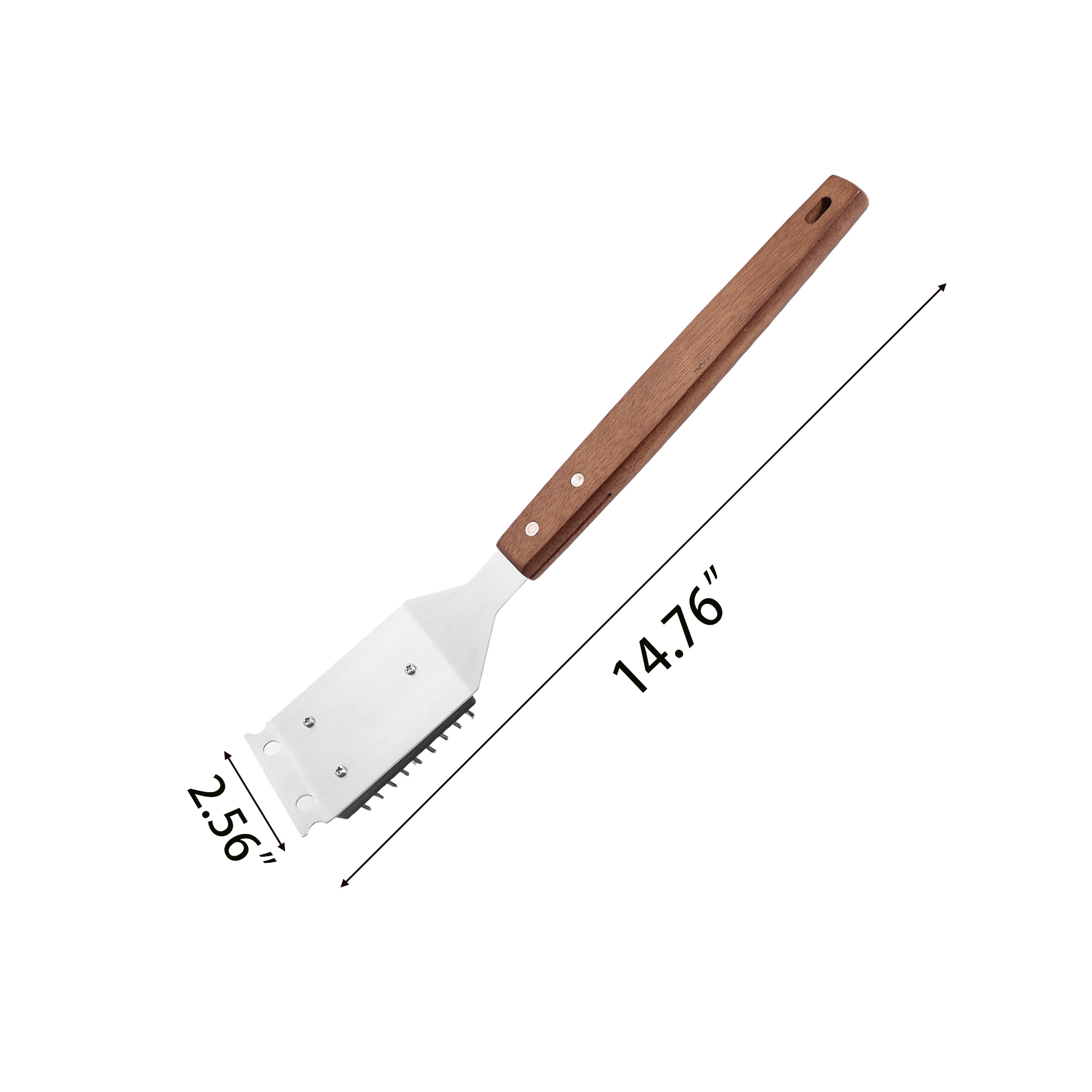 BBQ Stainless Steel Wooden-Handled Cleaning Brush 6